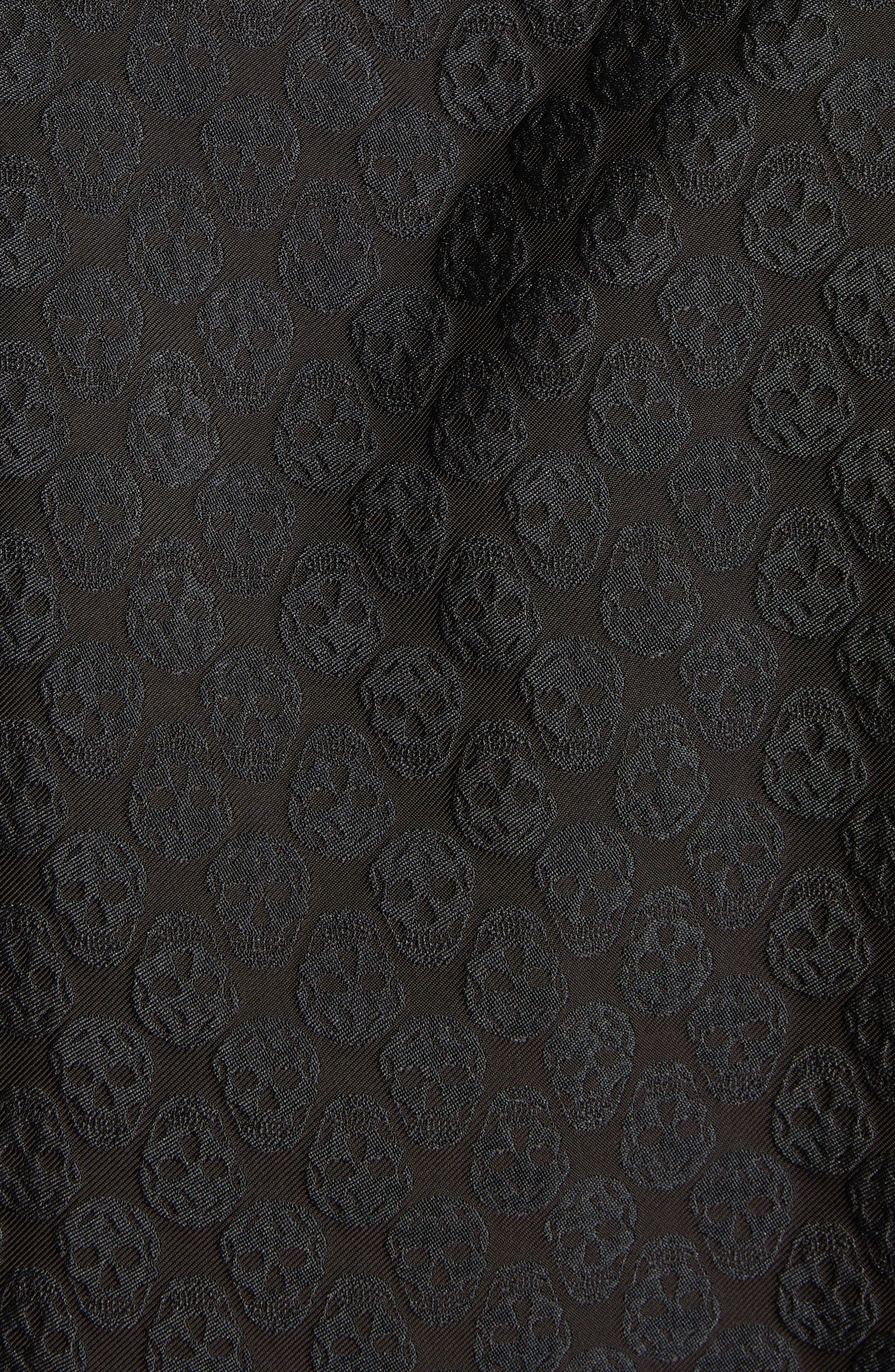 McQueen Skull Jacquard Satin Camp Shirt in Black/Black at Nordstrom - 6