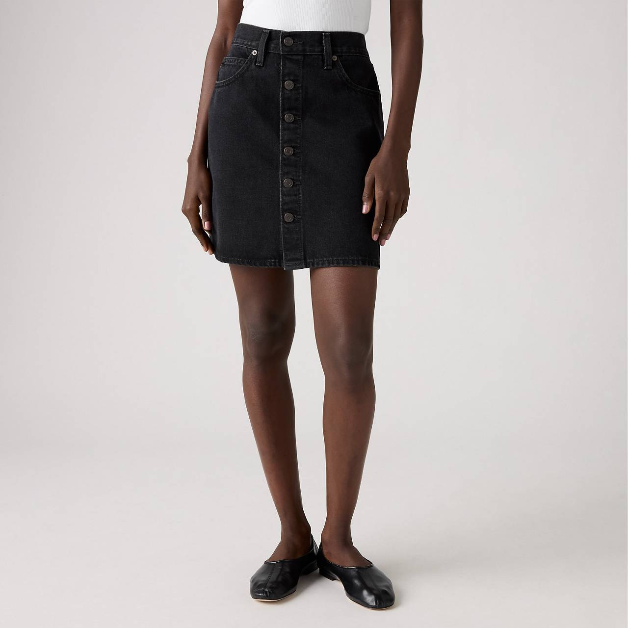 RETRO BUTTON FRONT SKIRT - 4