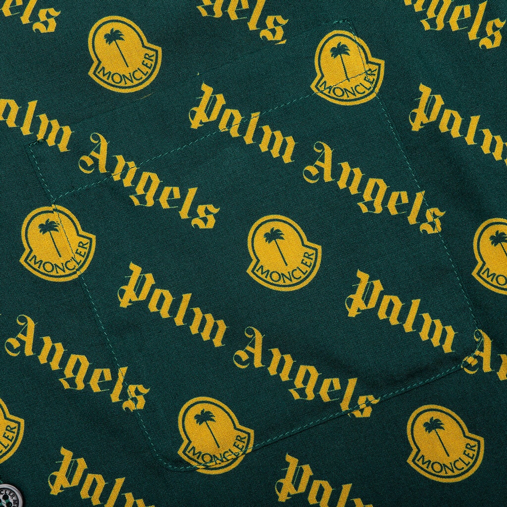 MONCLER X PALM ANGELS LOGO PRINT SHIRT - DARK GREEN - 4