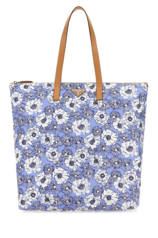 Prada Man Printed Re-Nylon Shopping Bag - 1