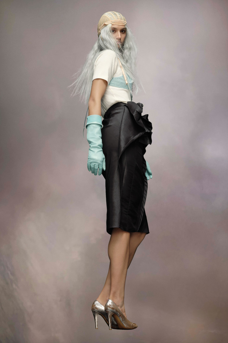 Silk poly moiré ruffle skirt 3