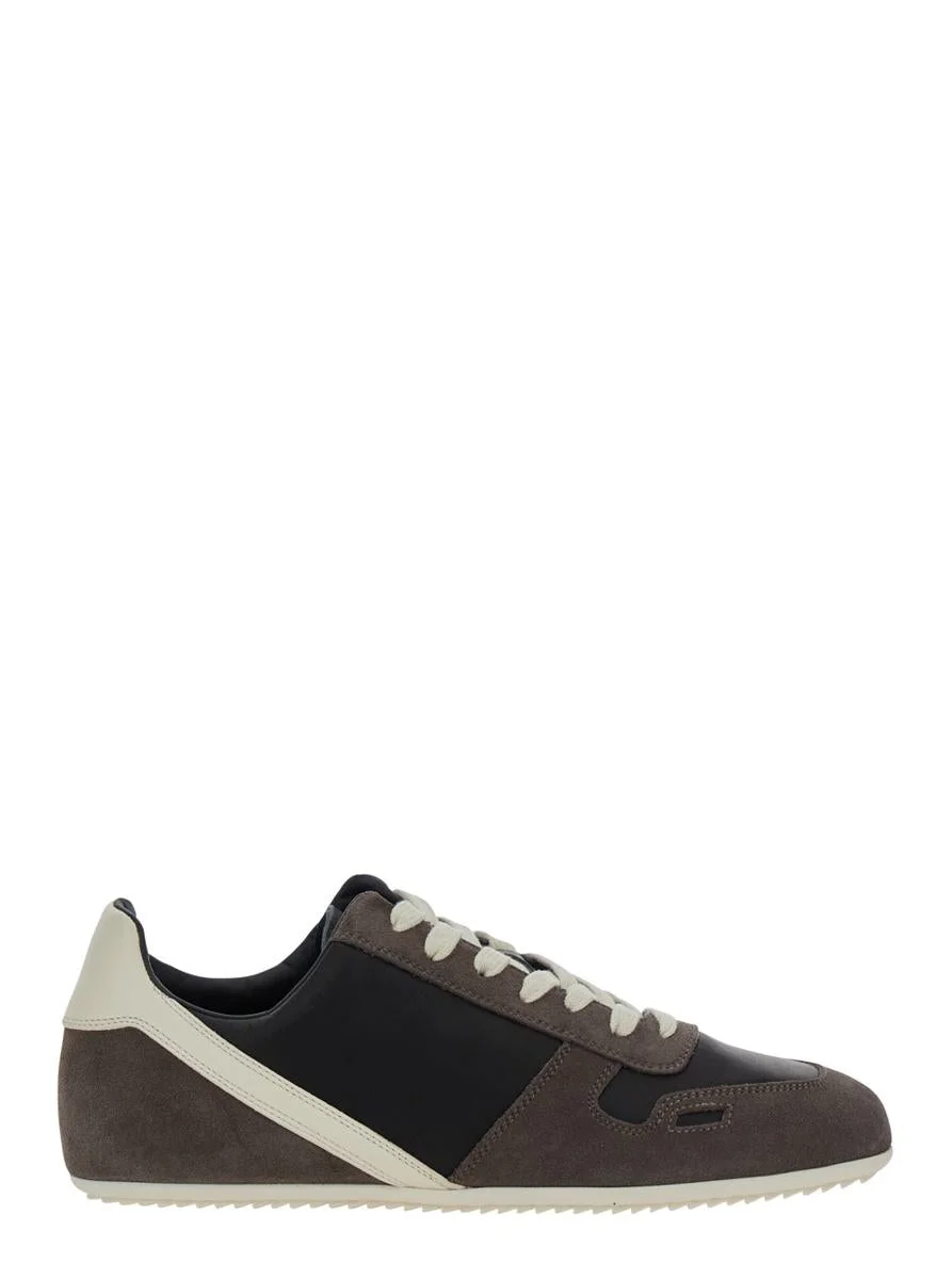 Rick Owens Black Low-Top Sneakers With Suede Inserts In Leather Woman - 1