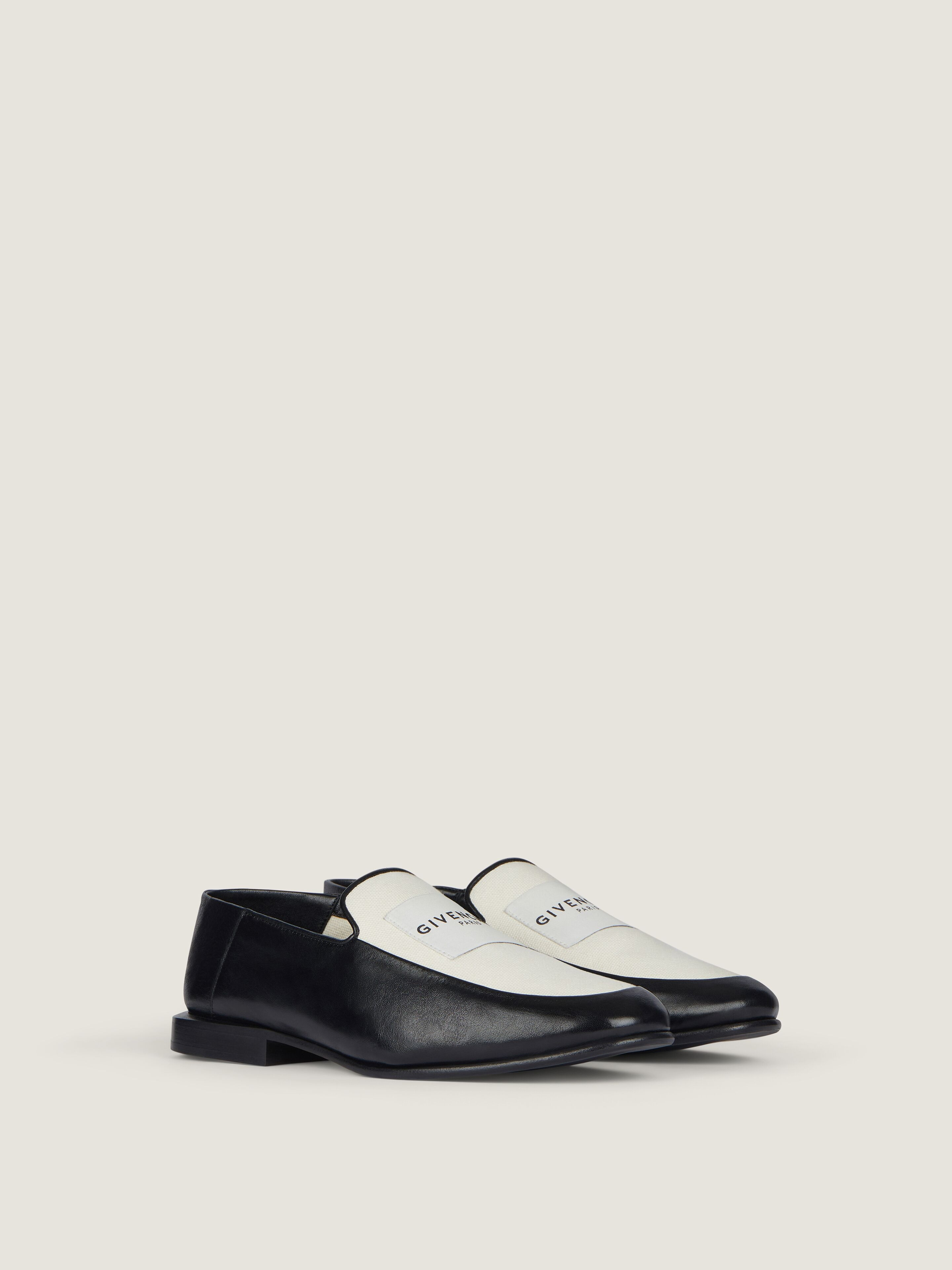 LABEL LOAFERS IN LEATHER AND CANVAS - 1