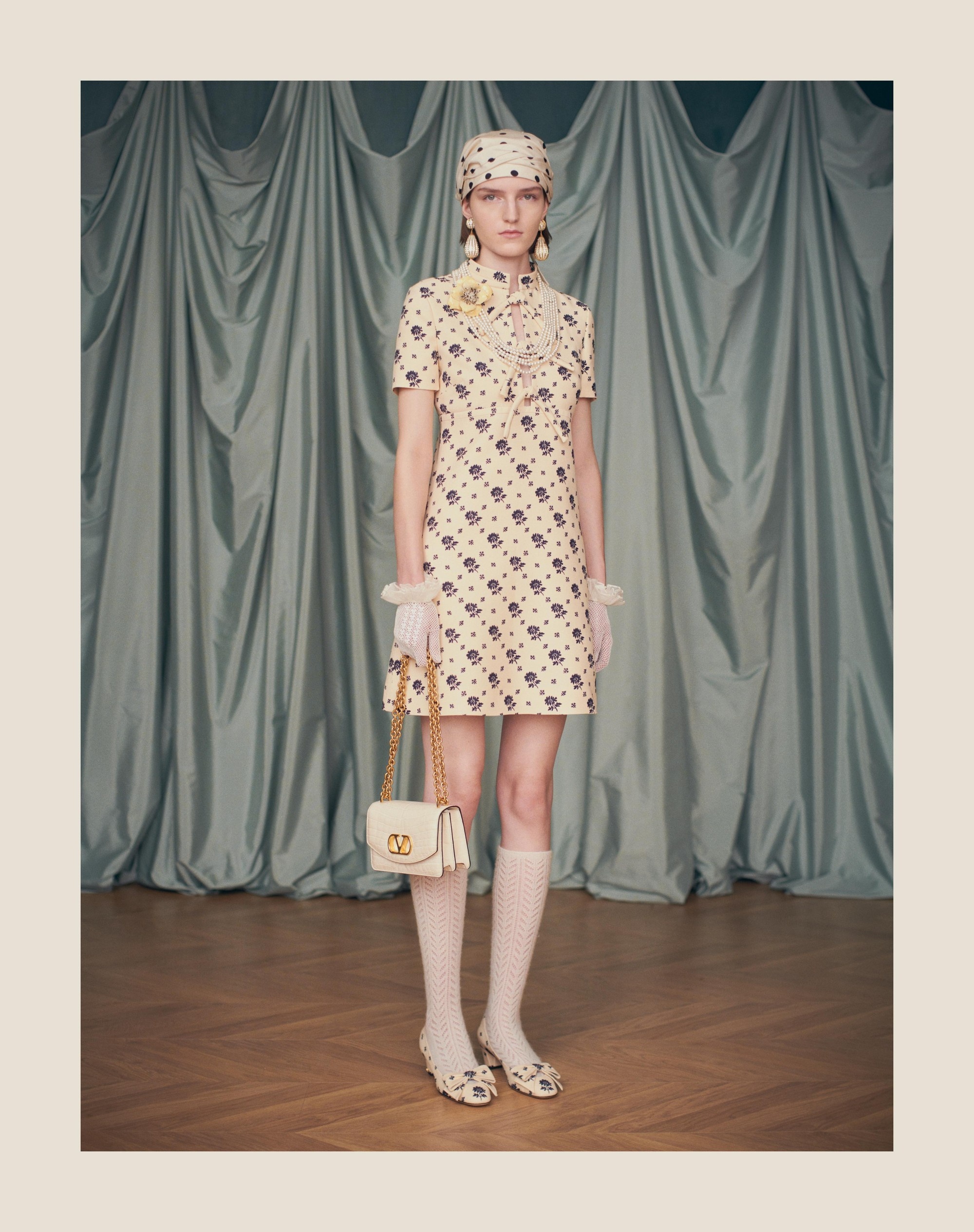 SHORT DRESS IN CREPE COUTURE FIORELLINO BLU PAPIER FLORAL - 11