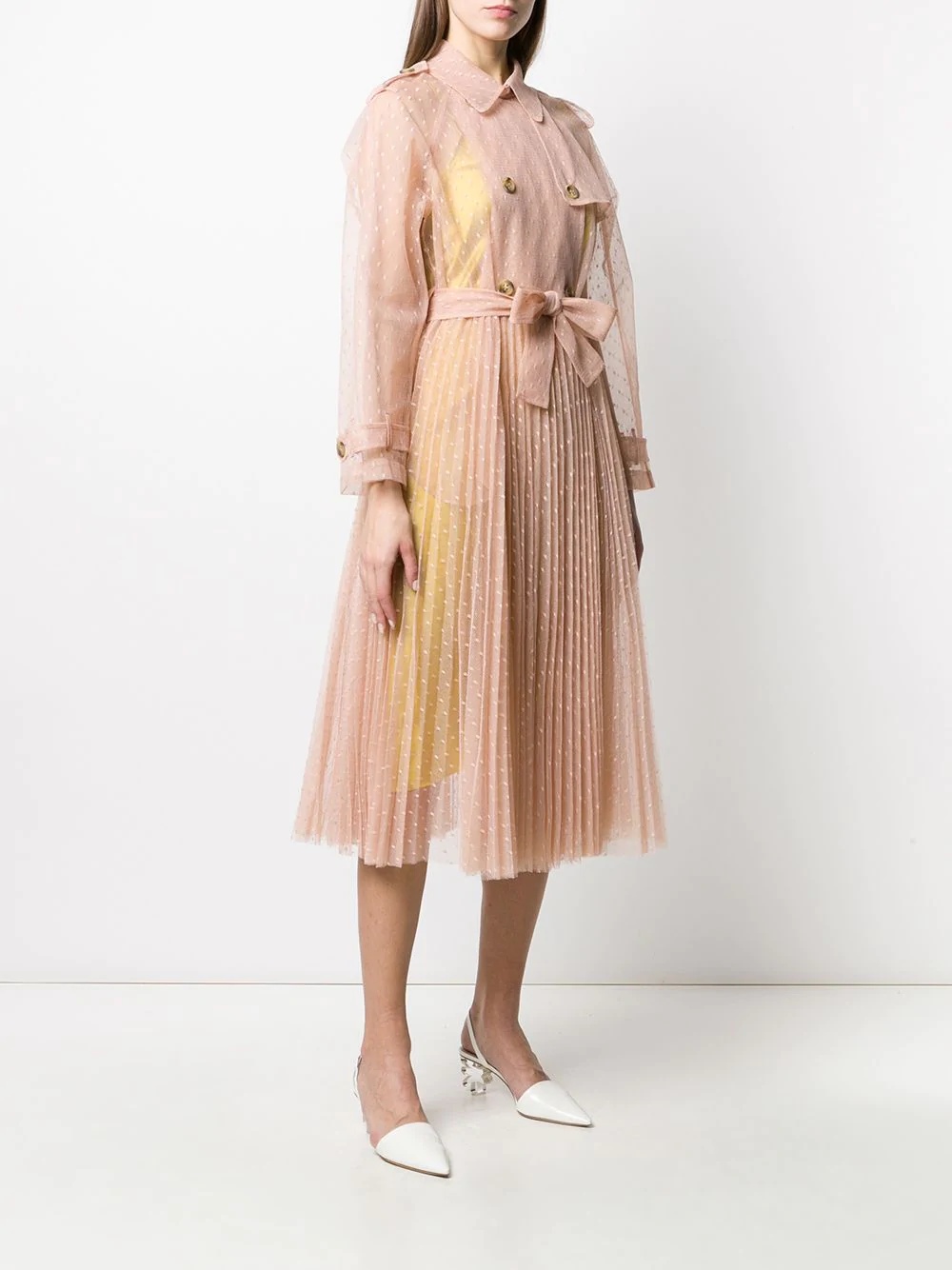 tulle sheer trench coat - 3