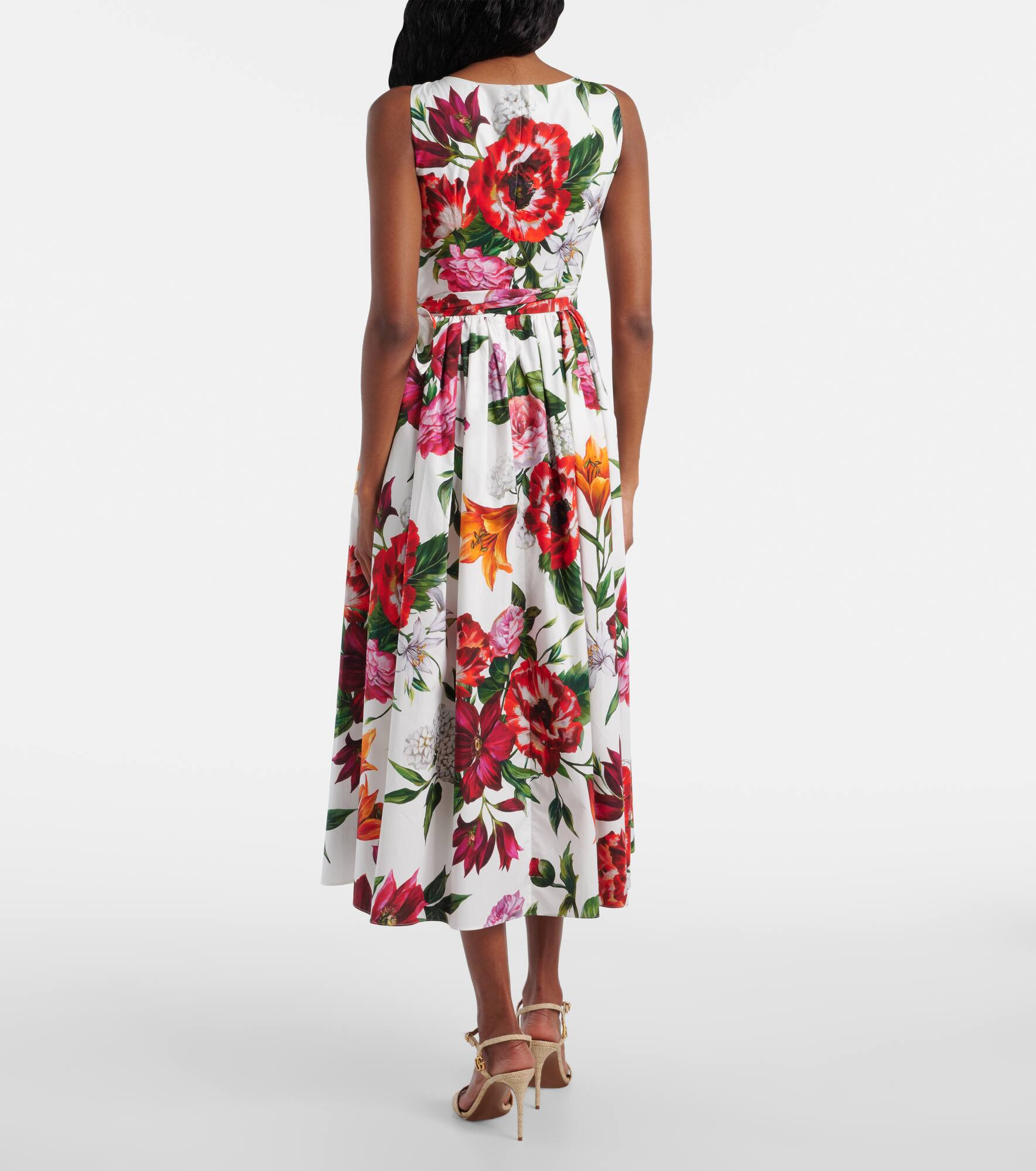 Floral cotton poplin midi dress - 3