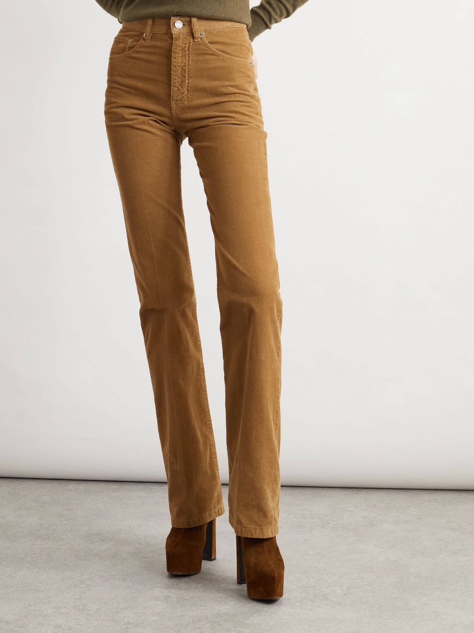 Clyde cotton-corduroy slim-leg pants Brown - 3