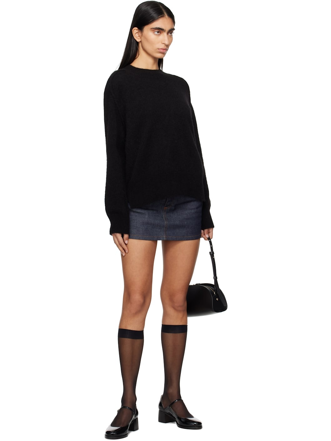 Navy Rigid Denim Miniskirt - 4