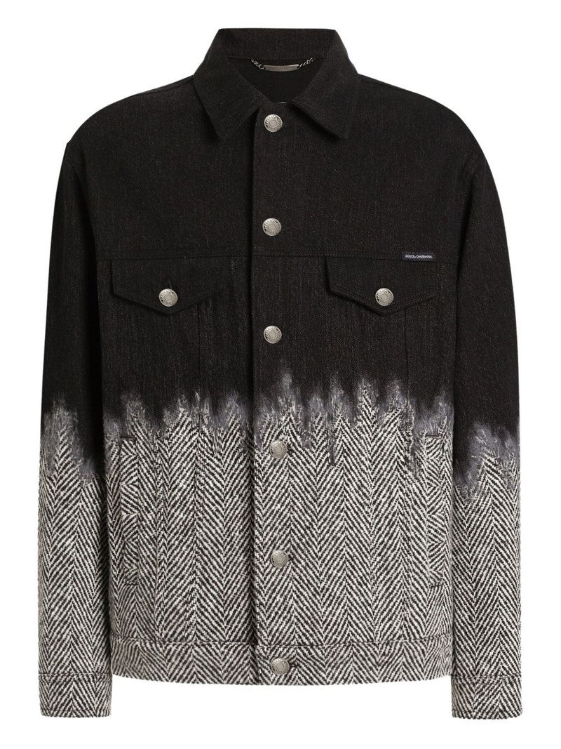 herringbone-pattern denim jacket 1