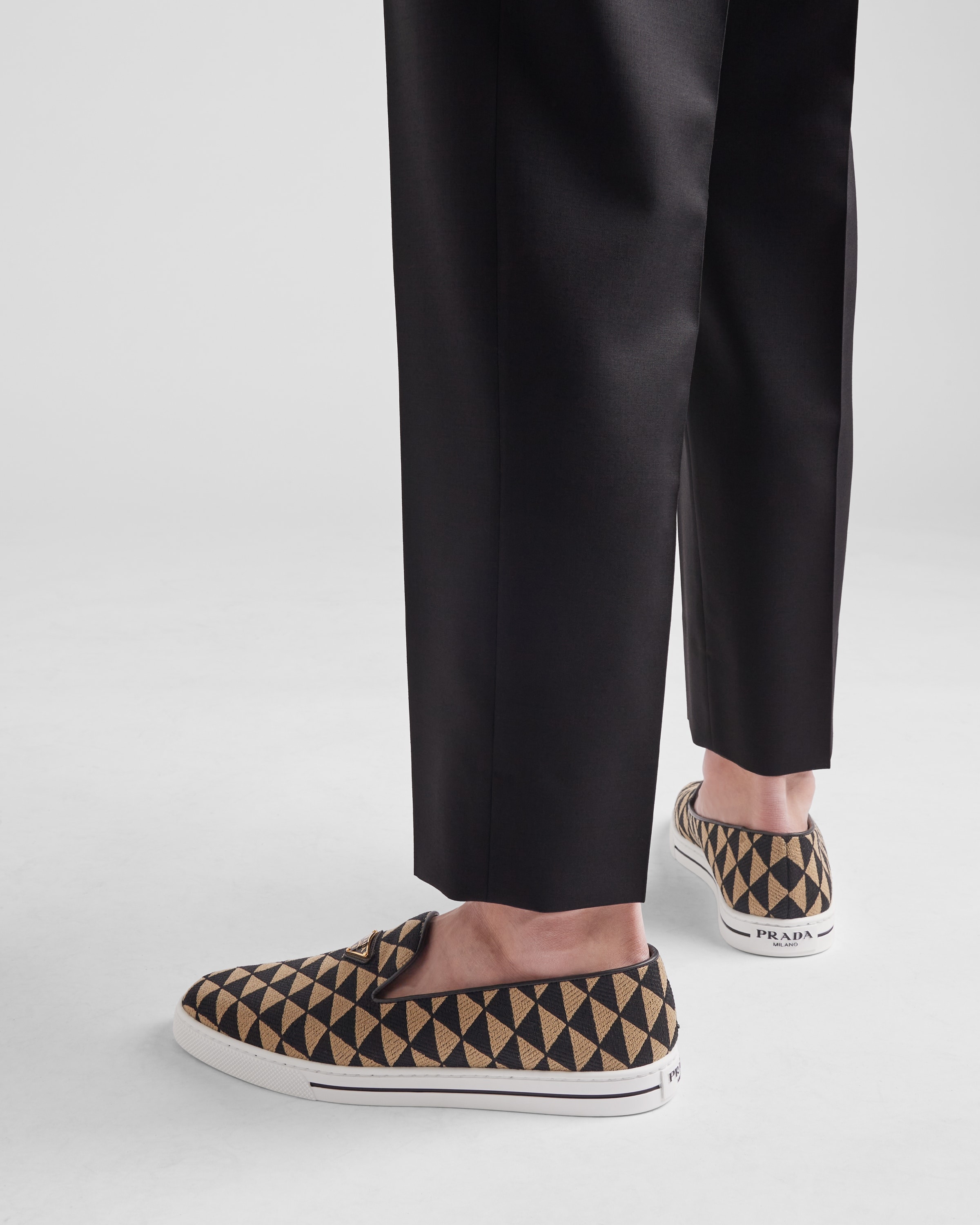 Embroidered technical fabric slip-on shoes - 3