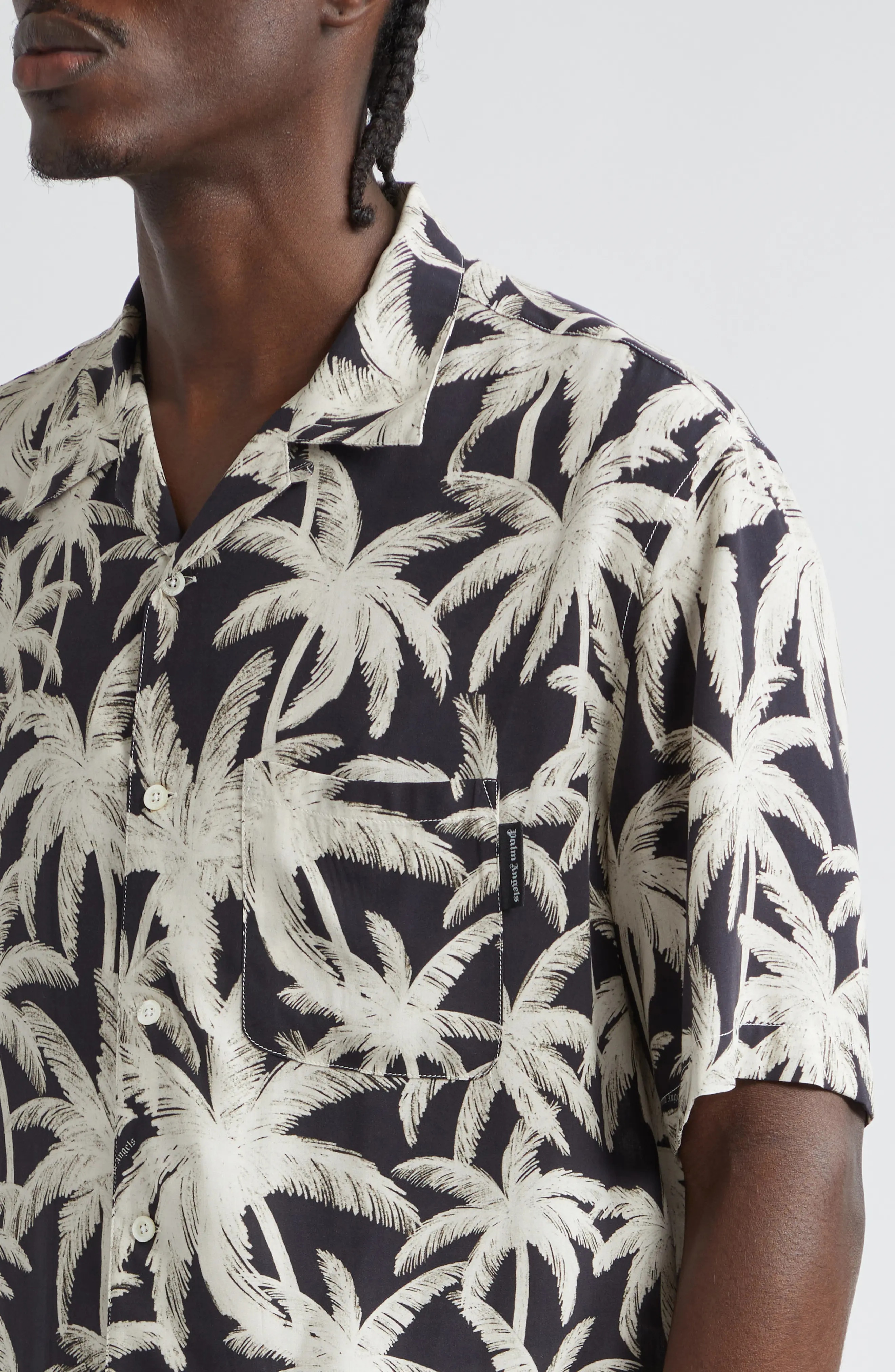 Palm Print Camp Shirt - 5