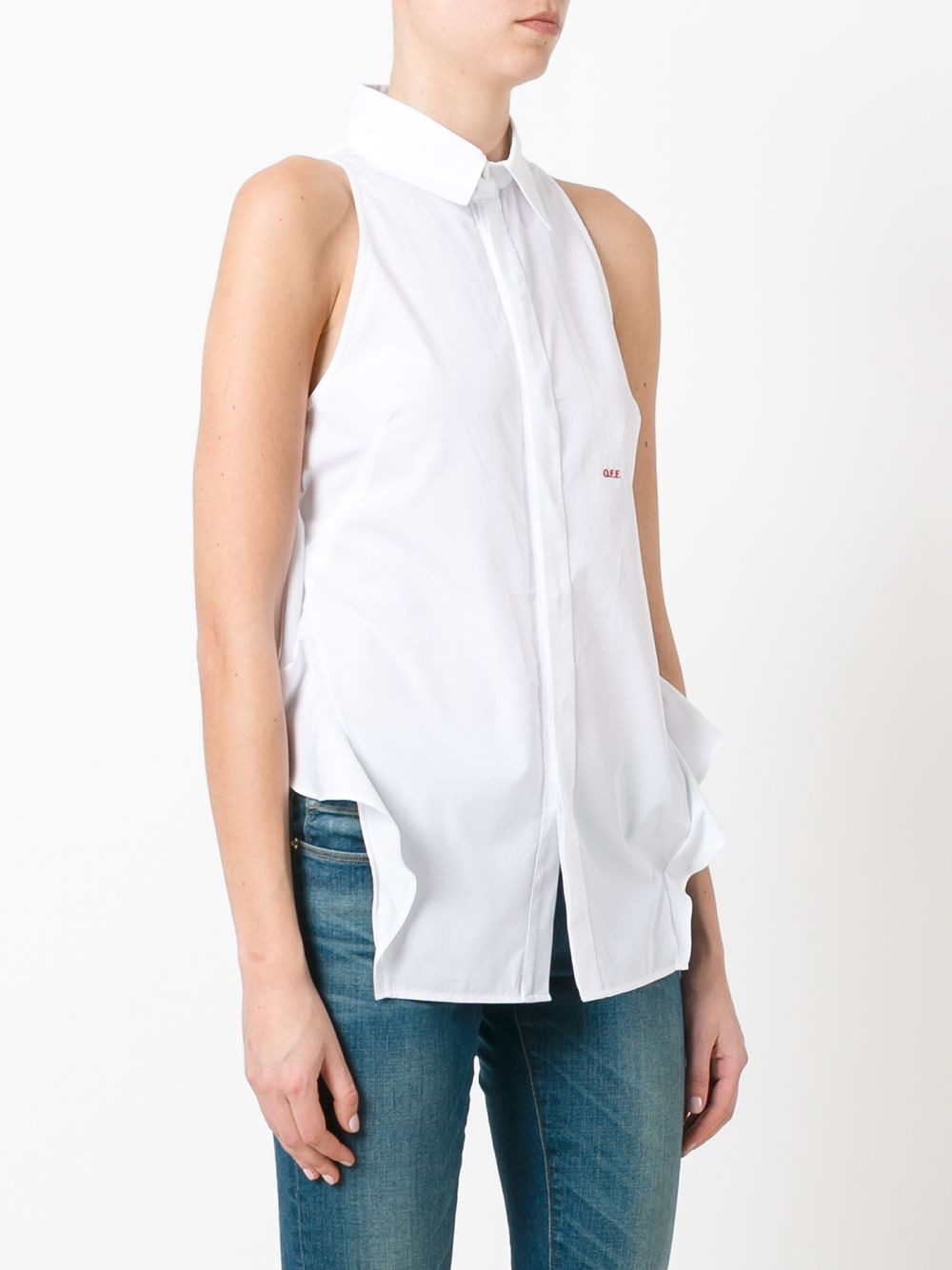 ruffled trim sleeveless shirt - 3