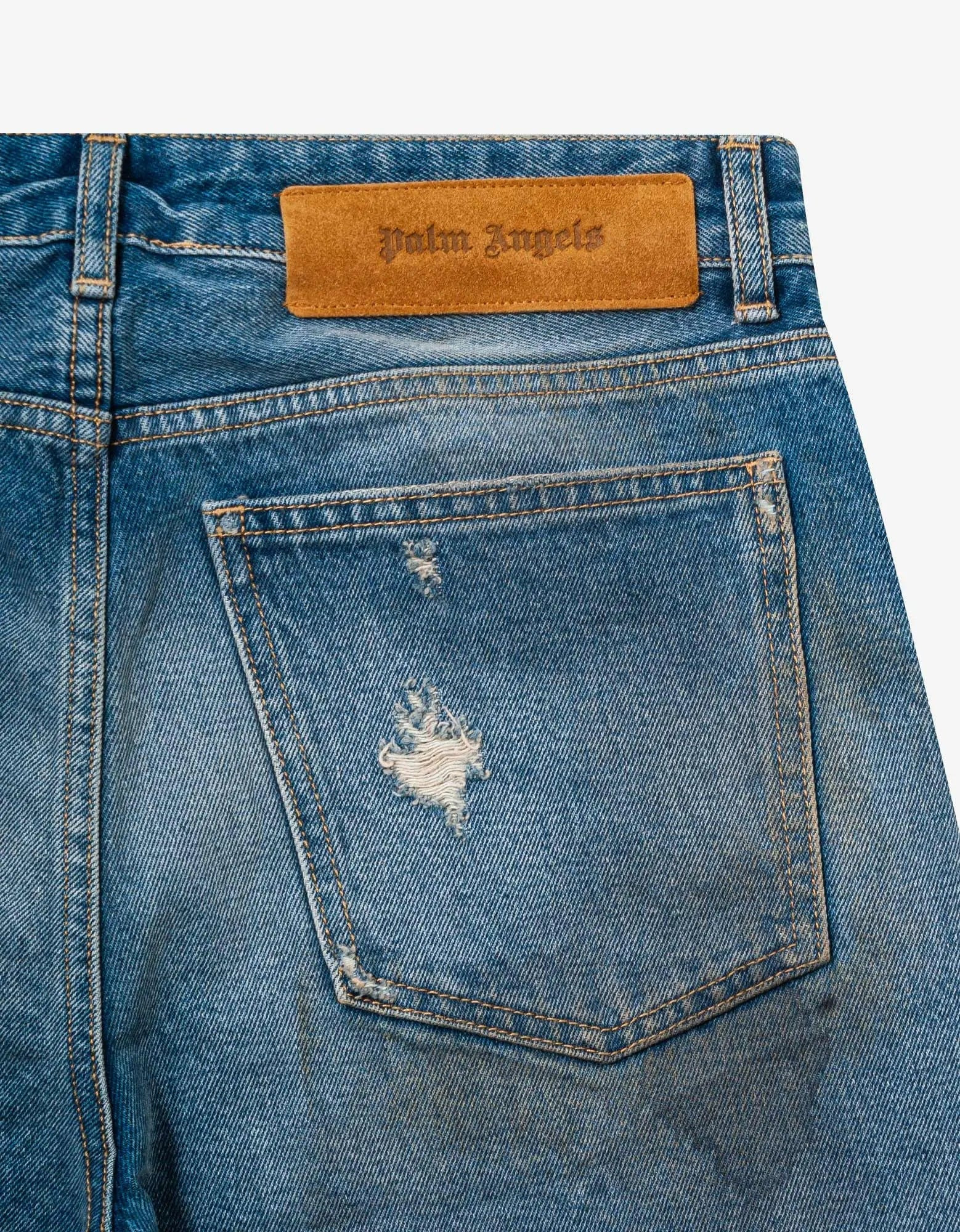 Palm Angels Blue Curved Palm Tree Regular Jeans - 7