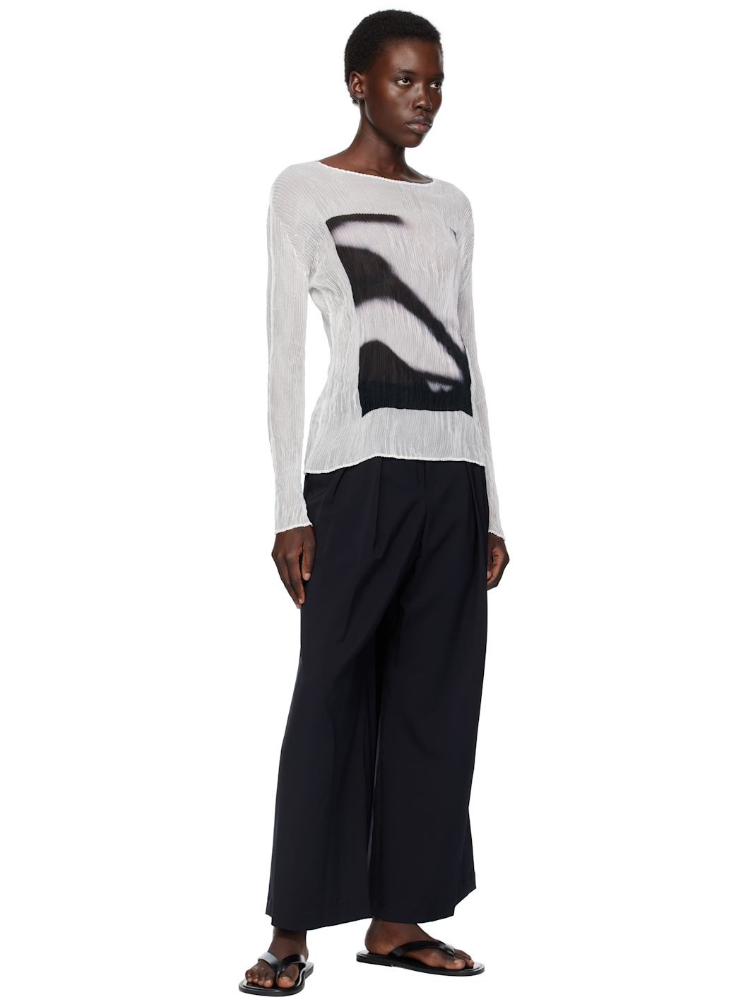 White May Shadow Study Chiffon Twist T-shirt - 4