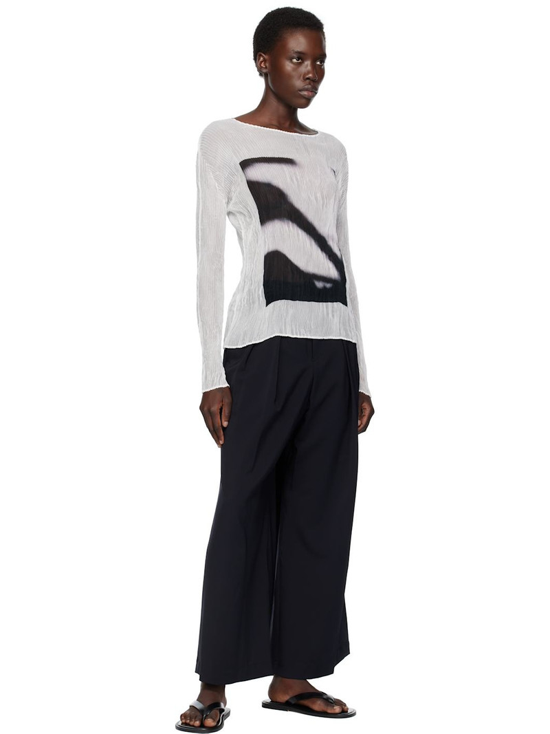 ISSEY MIYAKE White May Shadow Study Chiffon Twist T-shirt outlook