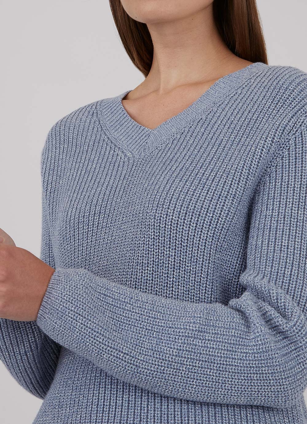 Cotton Rib V Neck Jumper - 3