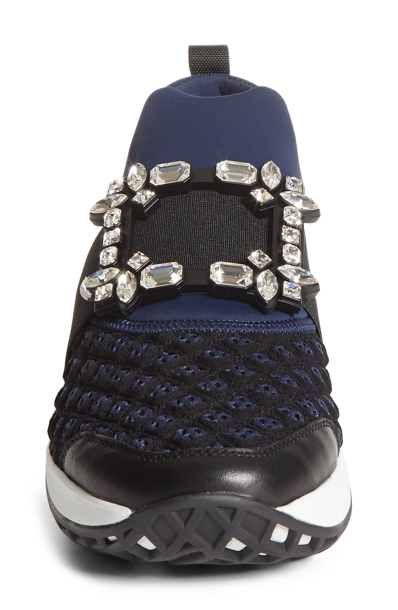 Roger Vivier Viv Crystal Buckle Slip-On Sneaker in Navy/Black at Nordstrom - 4