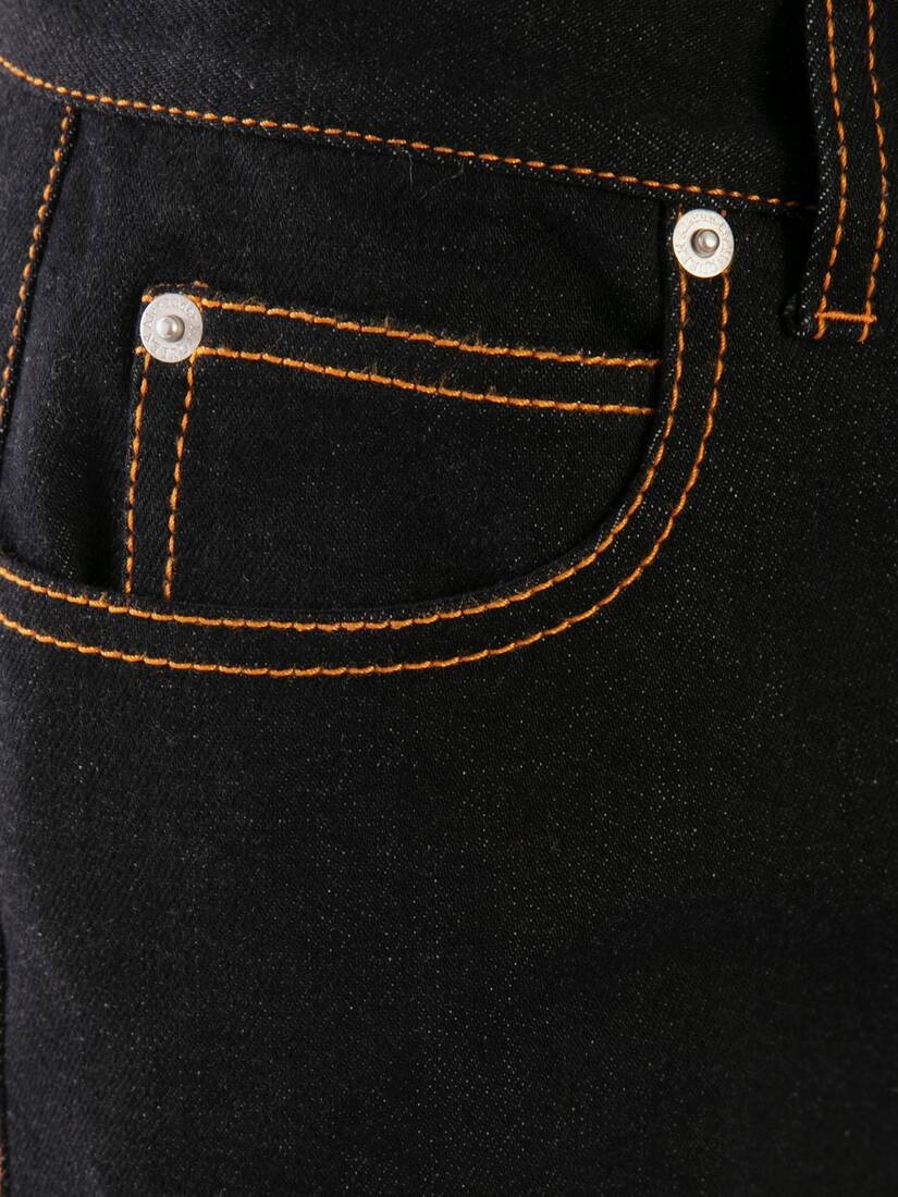 Narrow Bootcut Denim Pants in Black - 5