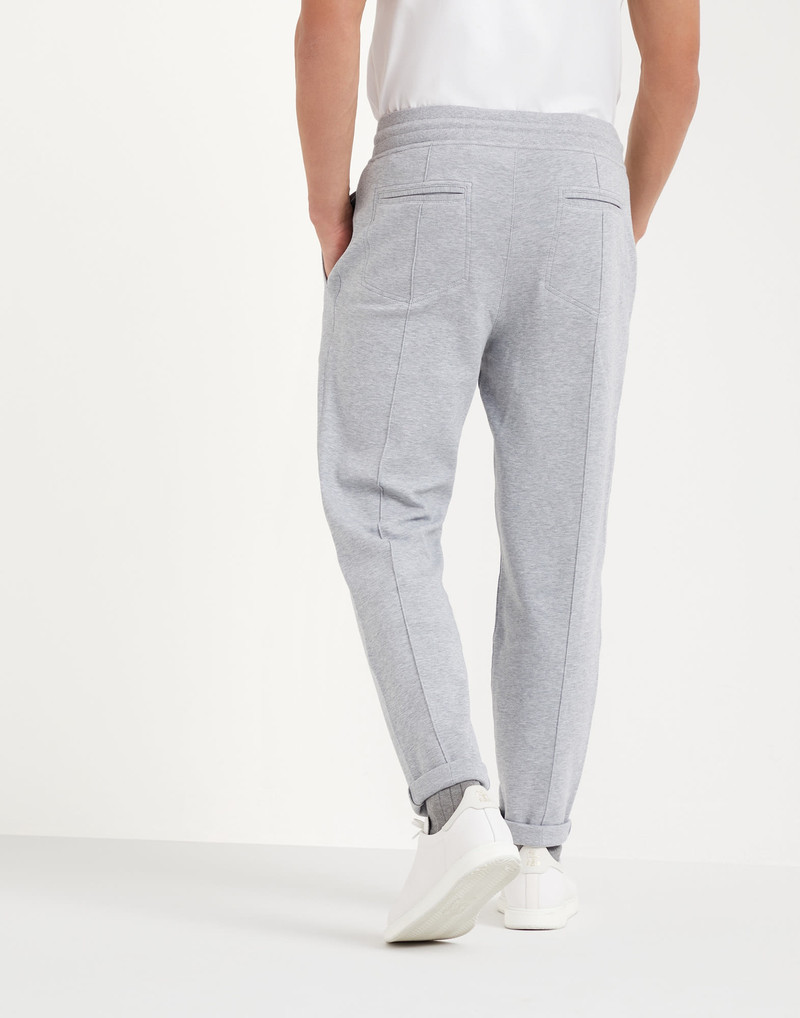 Brunello Cucinelli Techno cotton French terry trousers with crête detail outlook