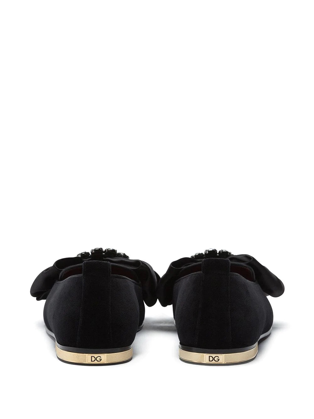 bow-embellished velvet slippers - 3