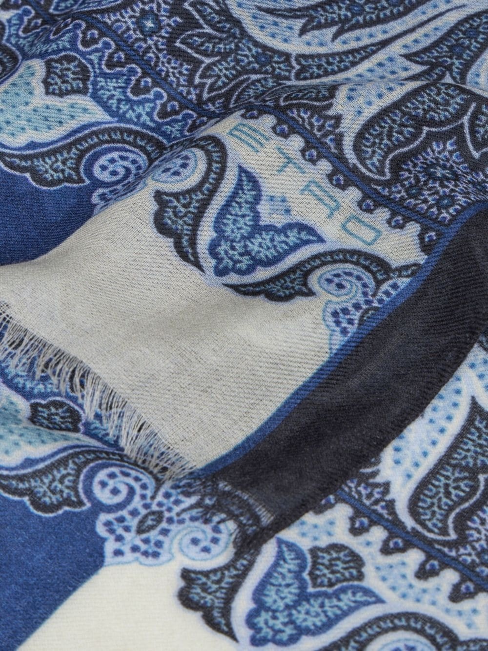 frayed paisley-jacquard scarf - 3