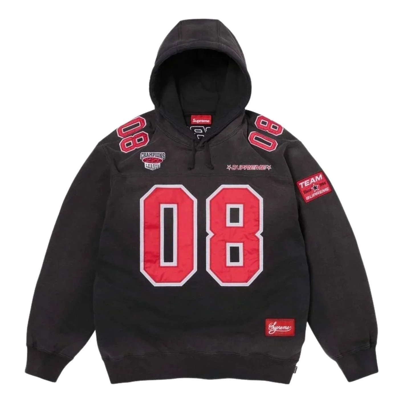 Supreme SS26 Football Jersey Hooded Sweatshirt 'Black' SUP-SS26-349-BLK - 1