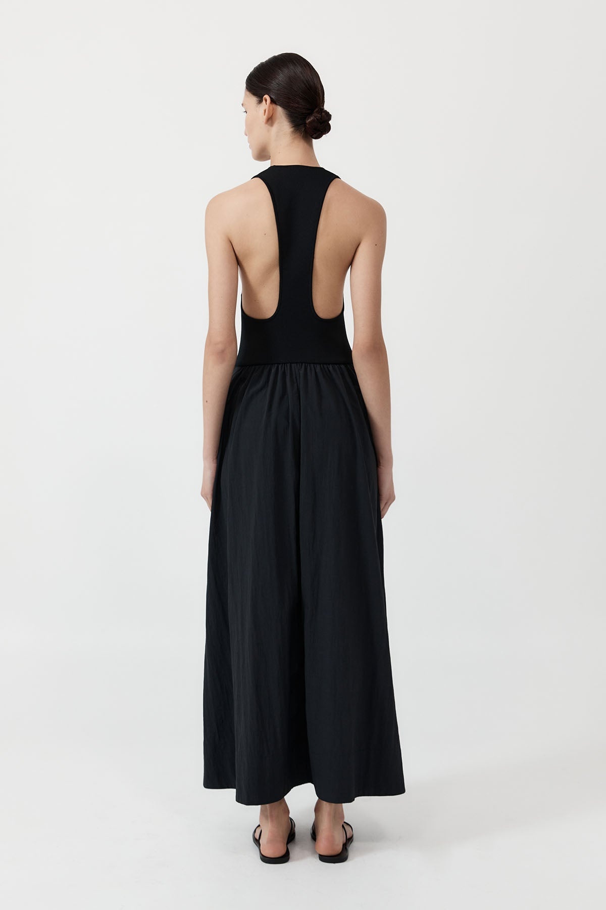 Plunge Neck Dress - Black - 4