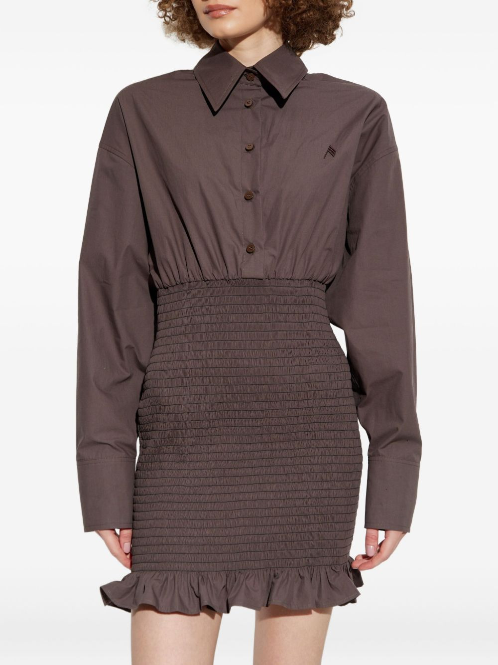 smocked ruffled mini dress - 3