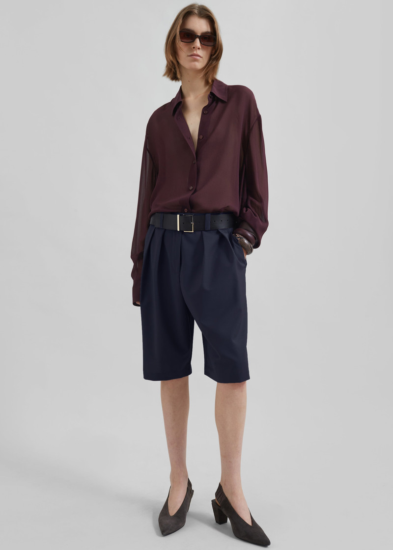 Bilbao Pleated Bermuda Shorts - Navy 5