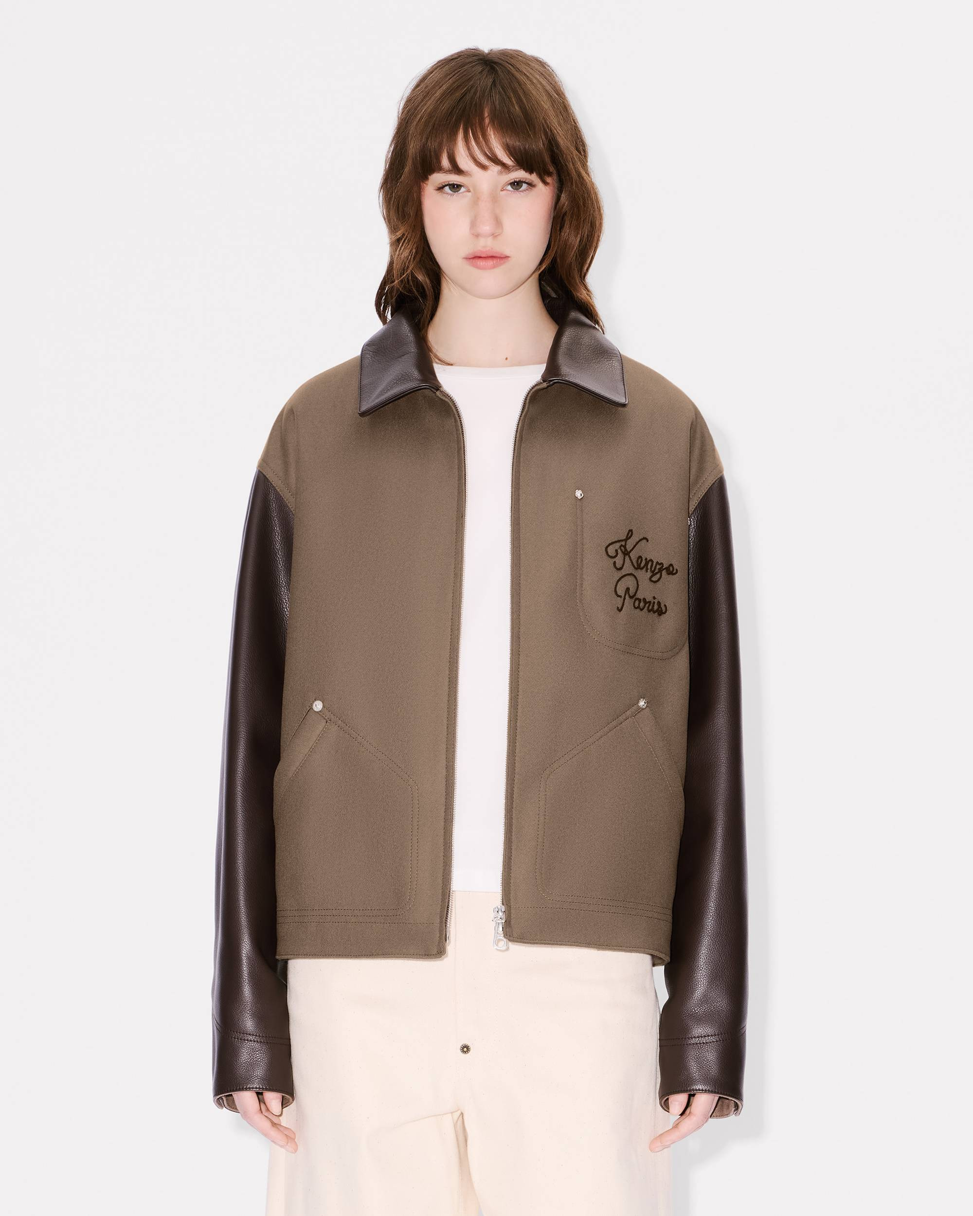 'KENZO Paris Chainstitch' genderless blouson in wool and leather - 4