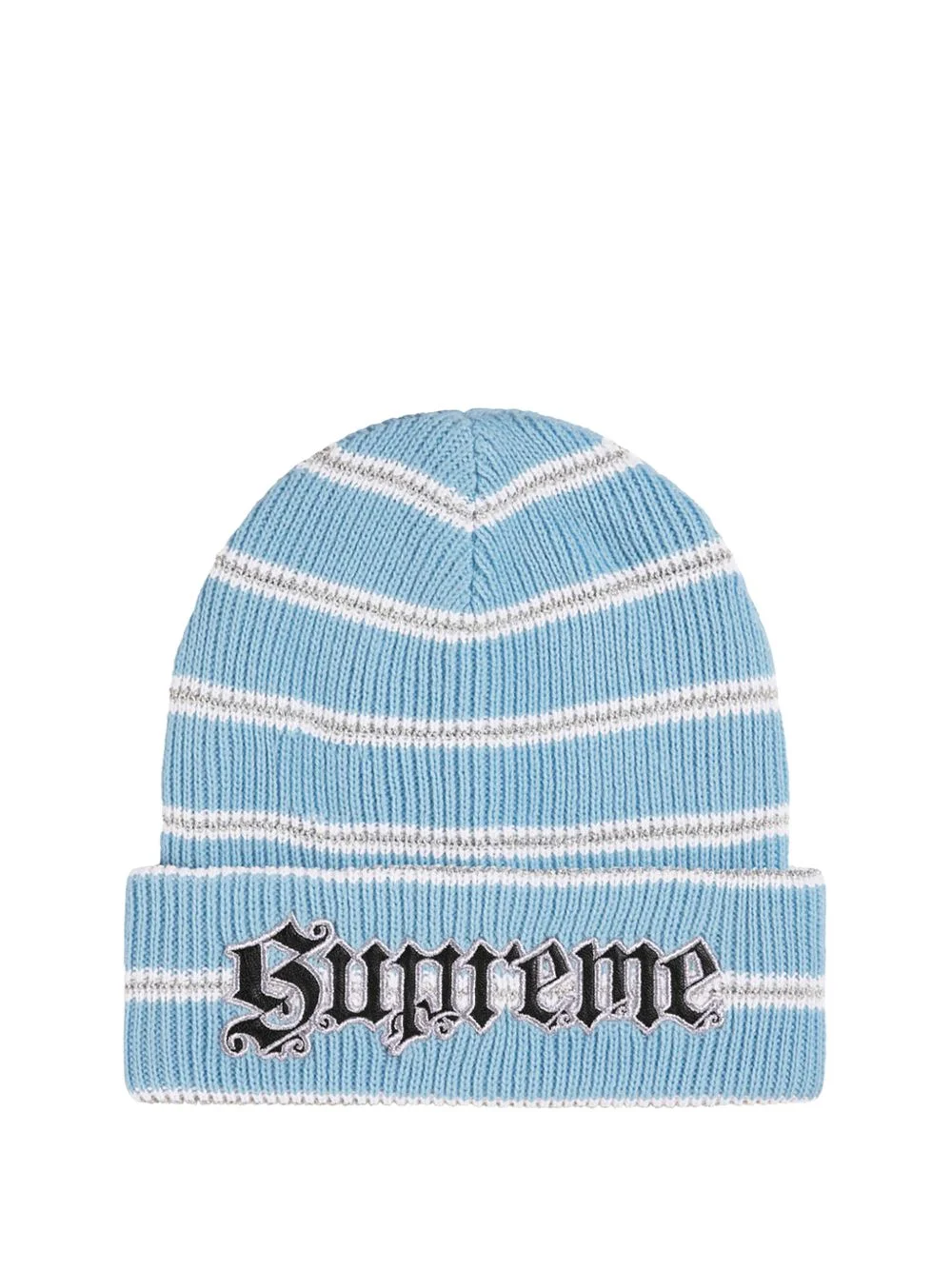 metallic-stripe beanie hat - 1