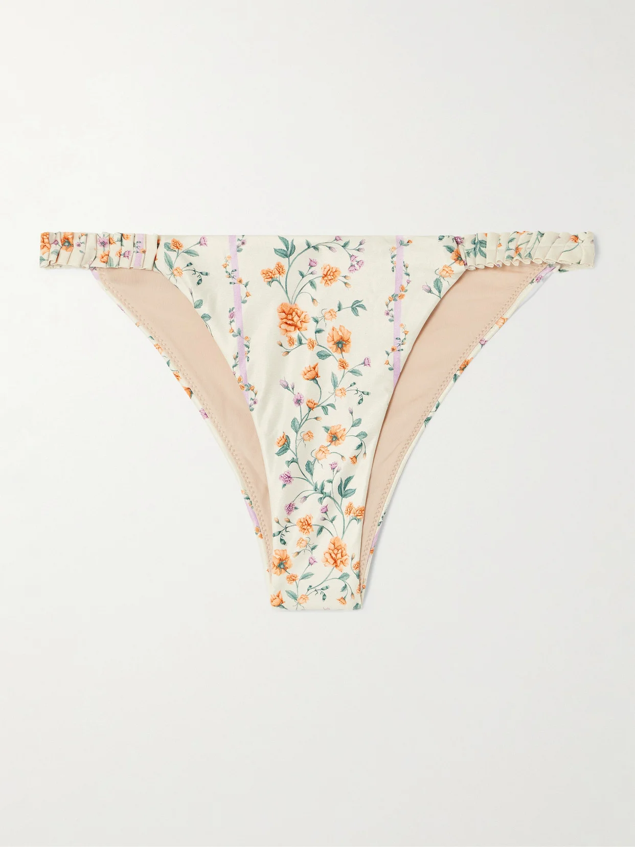 Vera Chinesis Ruffled Floral-print Recycled Bikini Briefs - 1