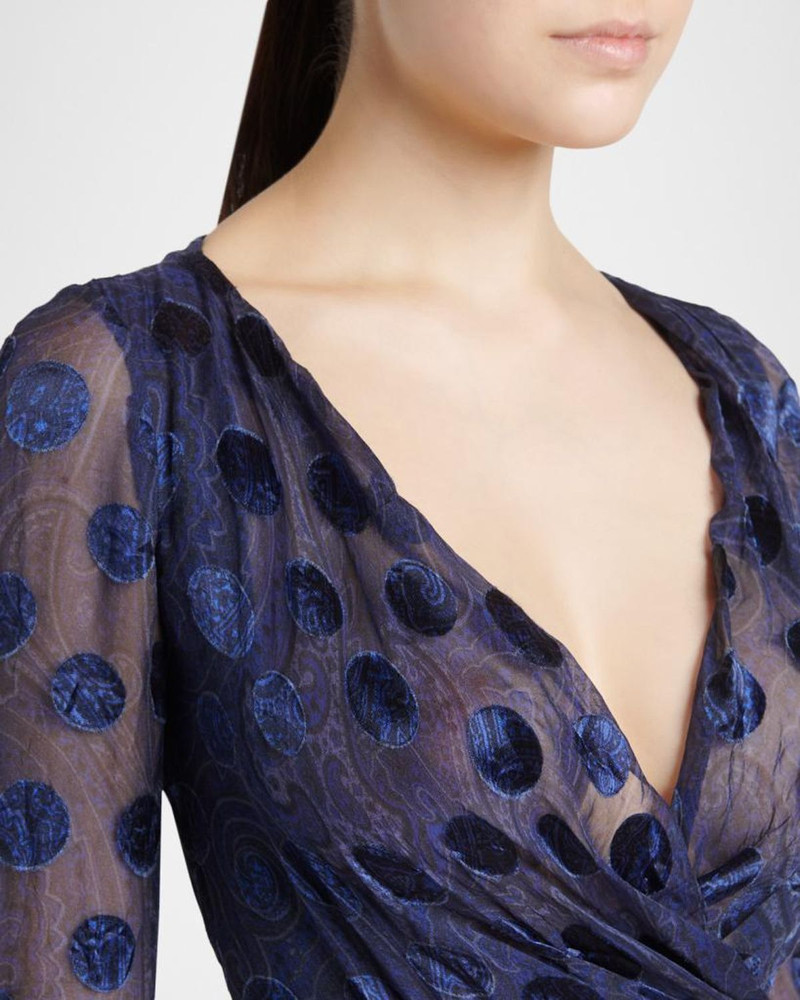 Silk Semi-Sheer Polka Dot Long Dress 5