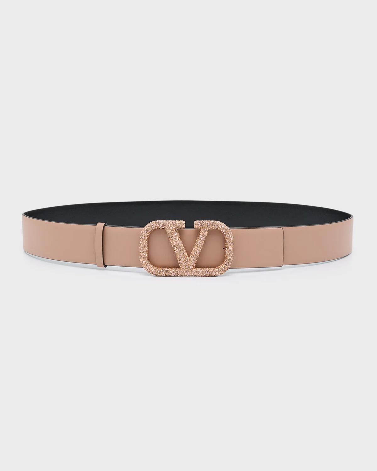 Reversible Embellished VLogo Signature Leather Belt, 40mm - 1