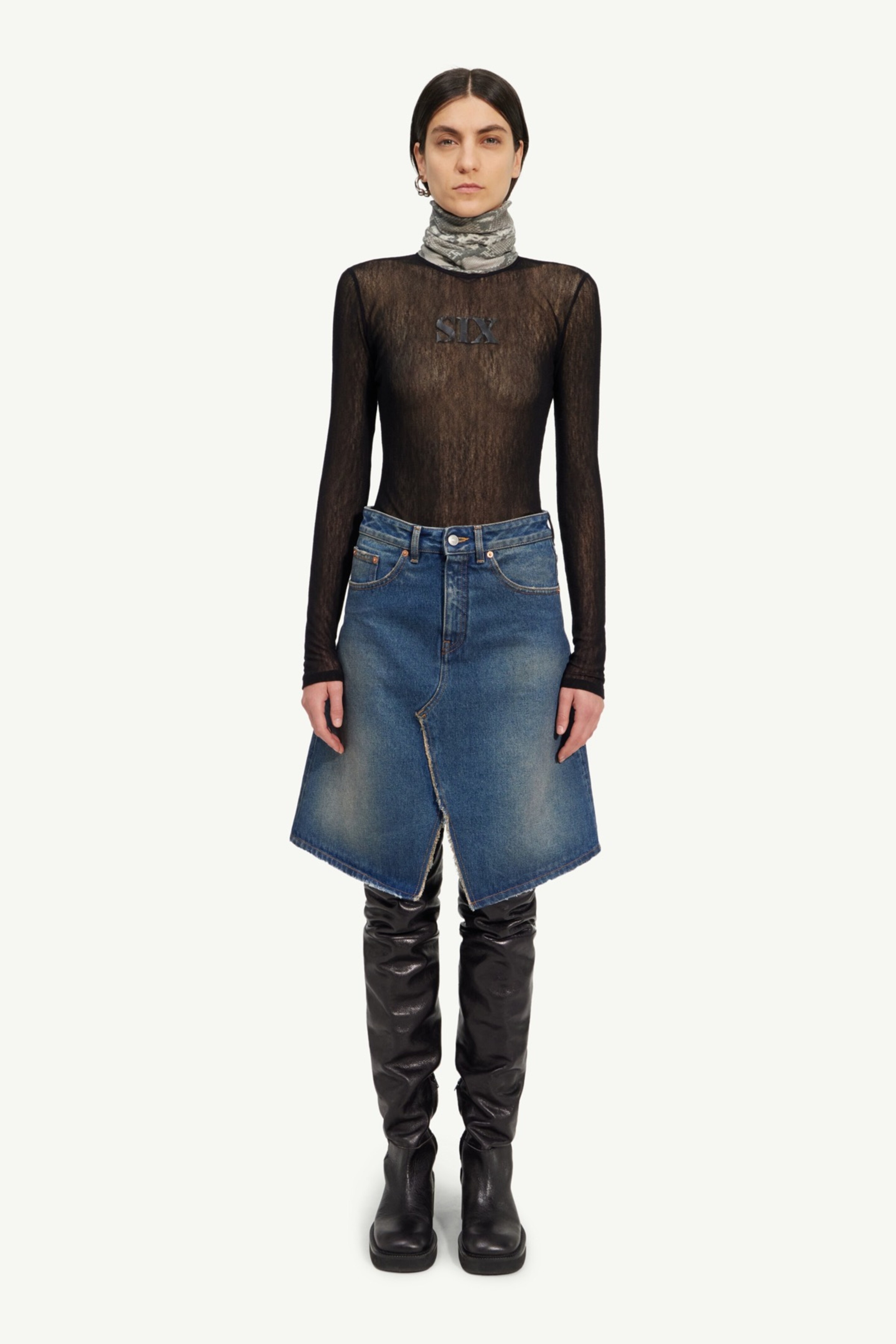 Distressed denim skirt - 2