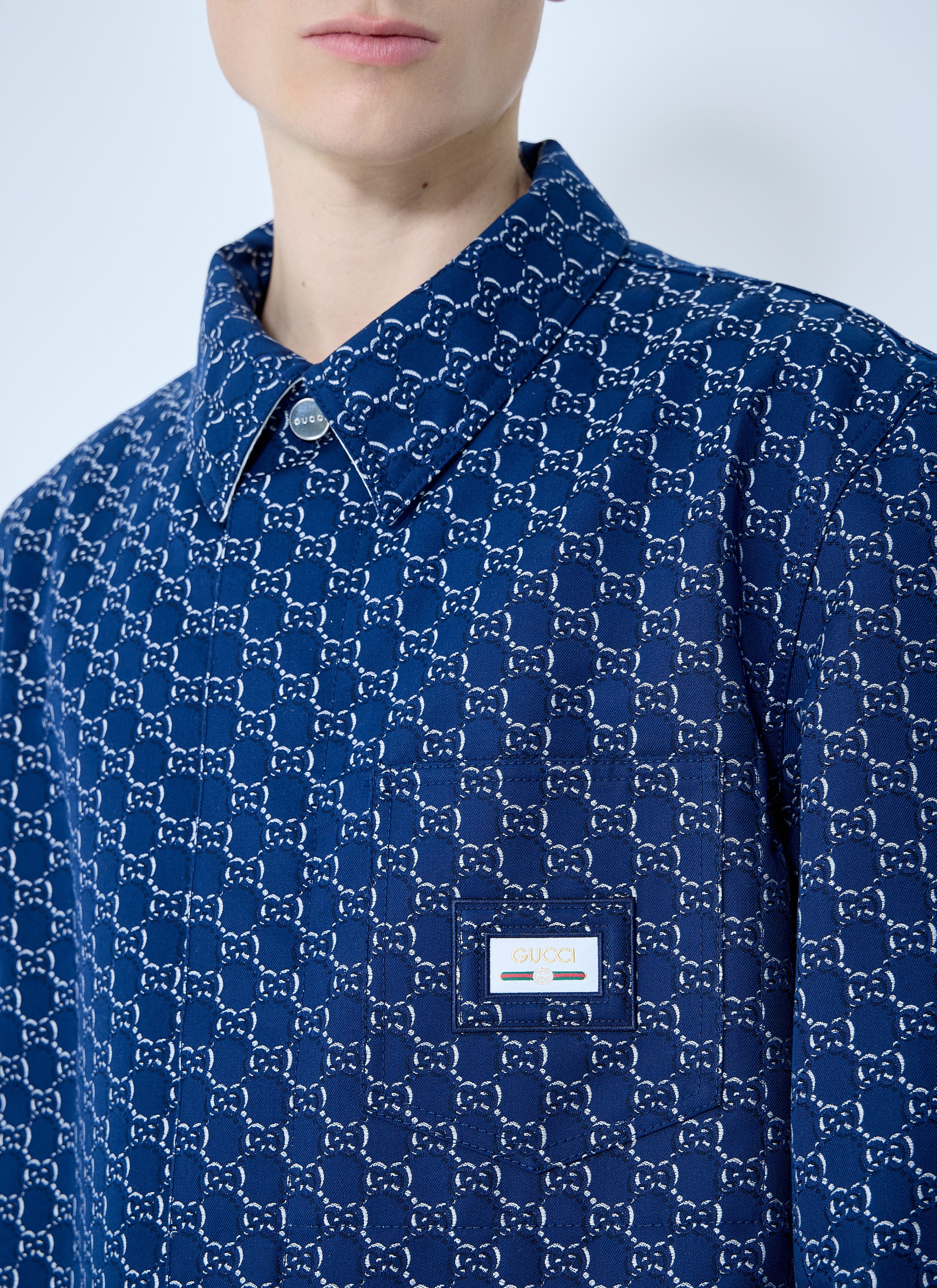 Cotton Jacquard Jacket With GG Shadow - 5