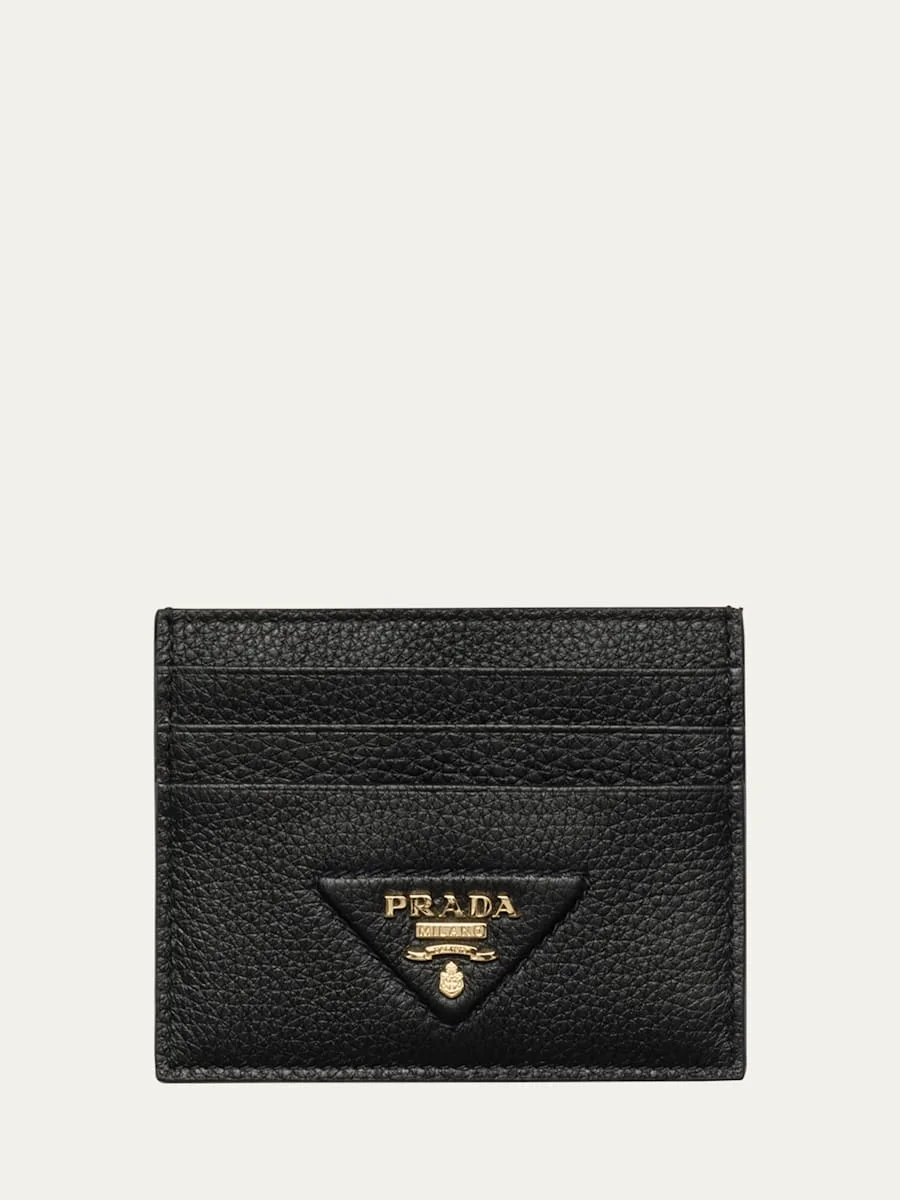 Triangle Logo Leather Card Holder - 1