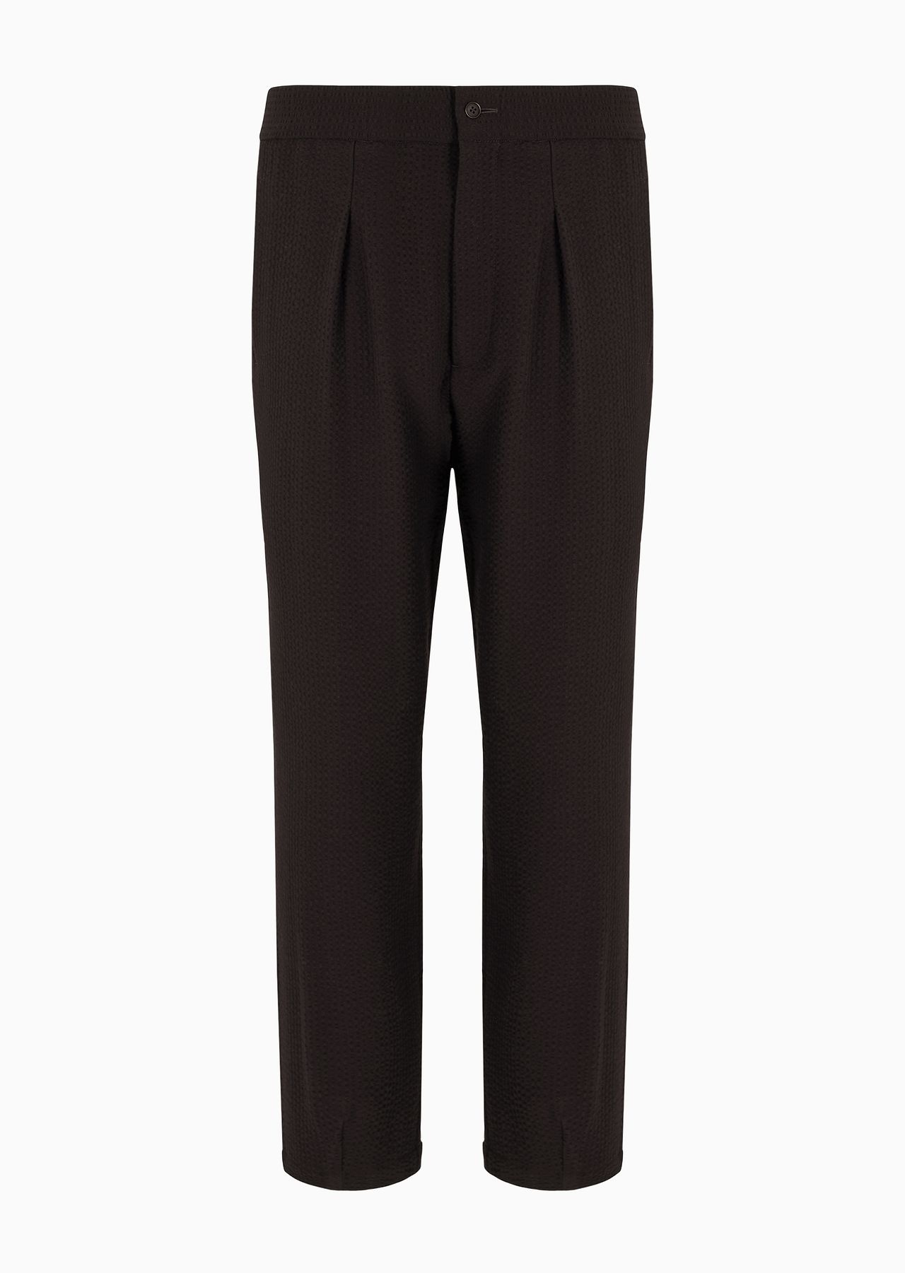 Single-pleat, virgin wool and cashmere seersucker trousers - 1