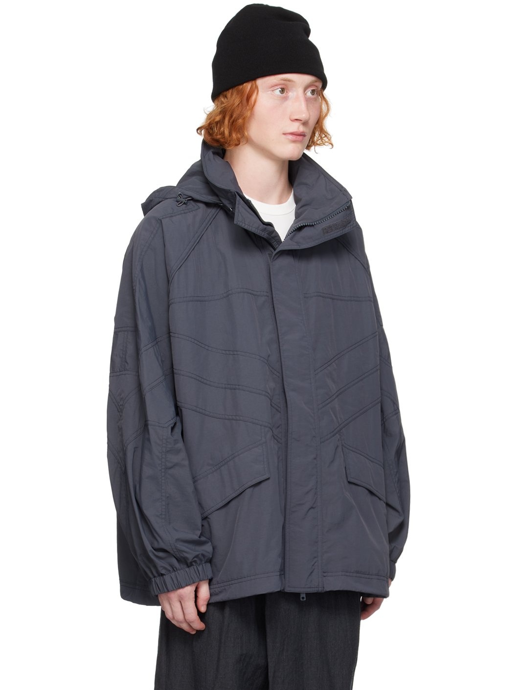 Gray Oblique Cut Track Jacket - 2