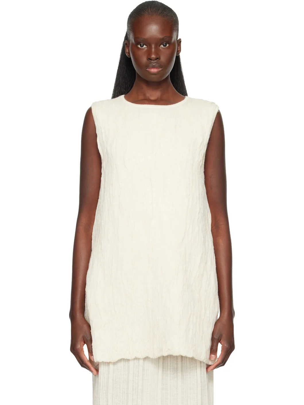 Off-White Gauze Apron Shell Tank Top - 1