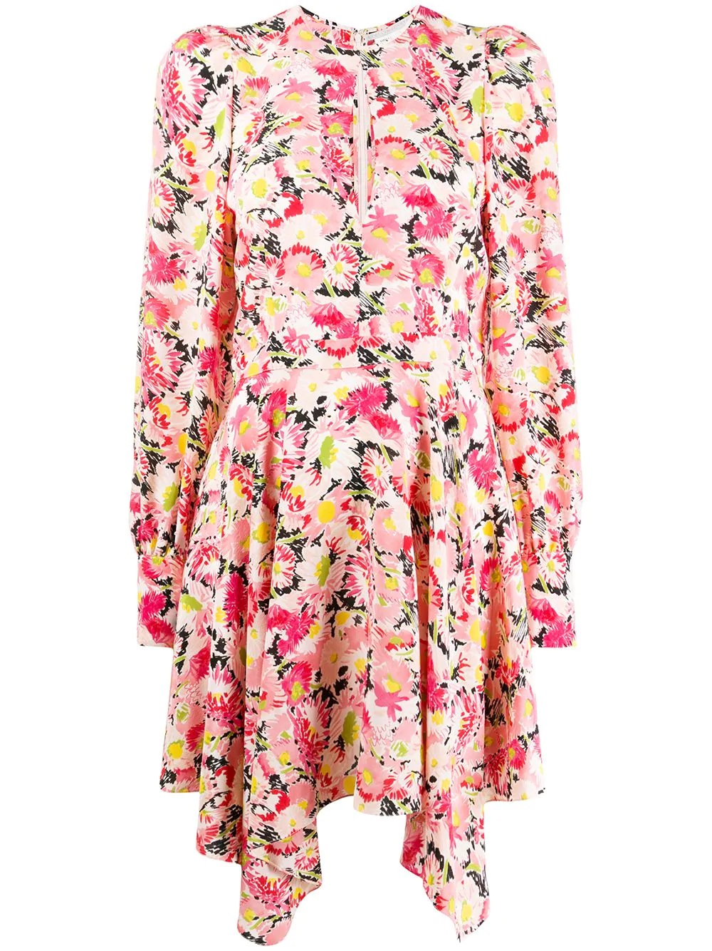 floral-print asymmetric dress - 1