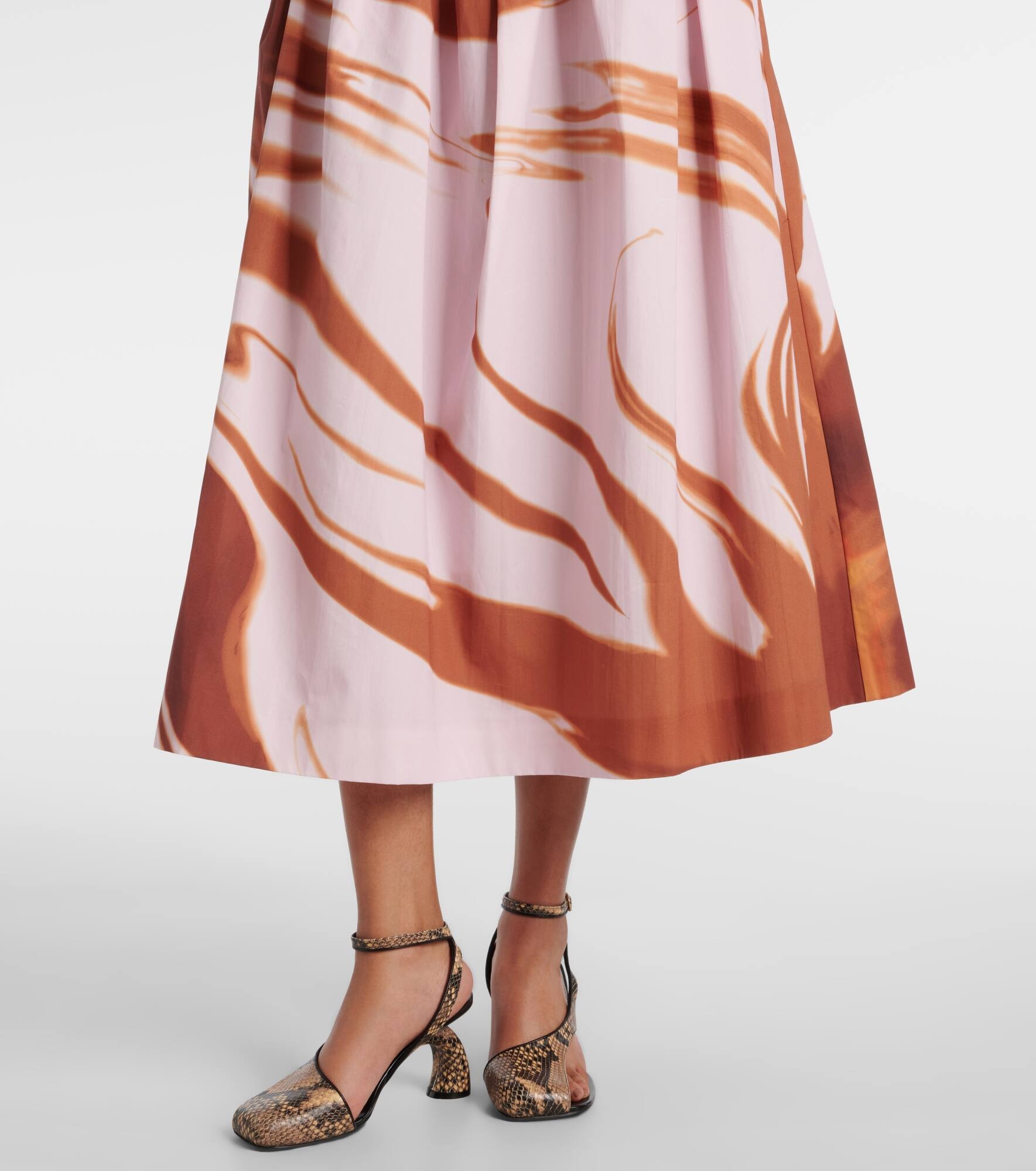 Printed gathered cotton midi skirt - 5