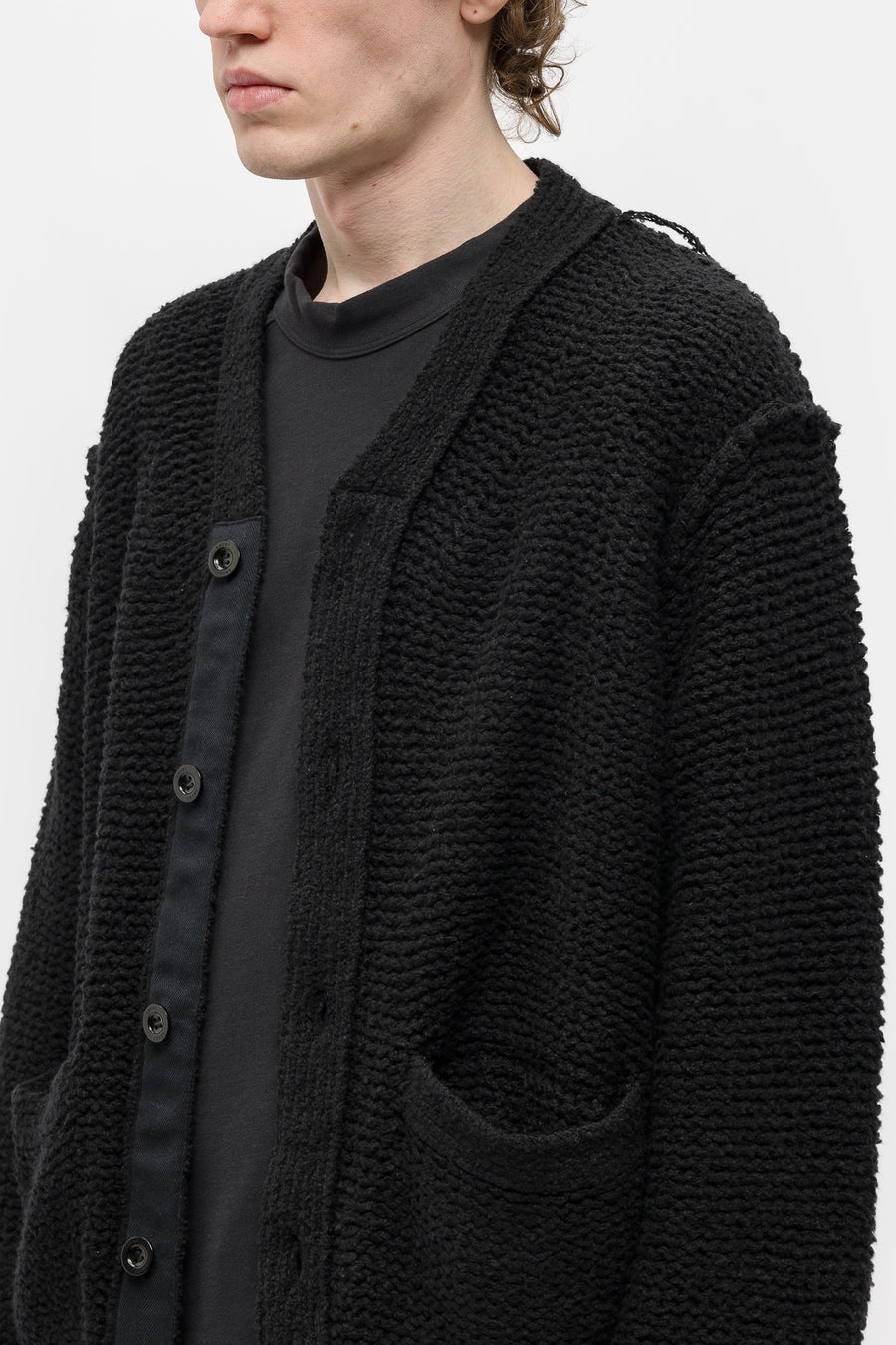 Knit Cardigan in Black - 4