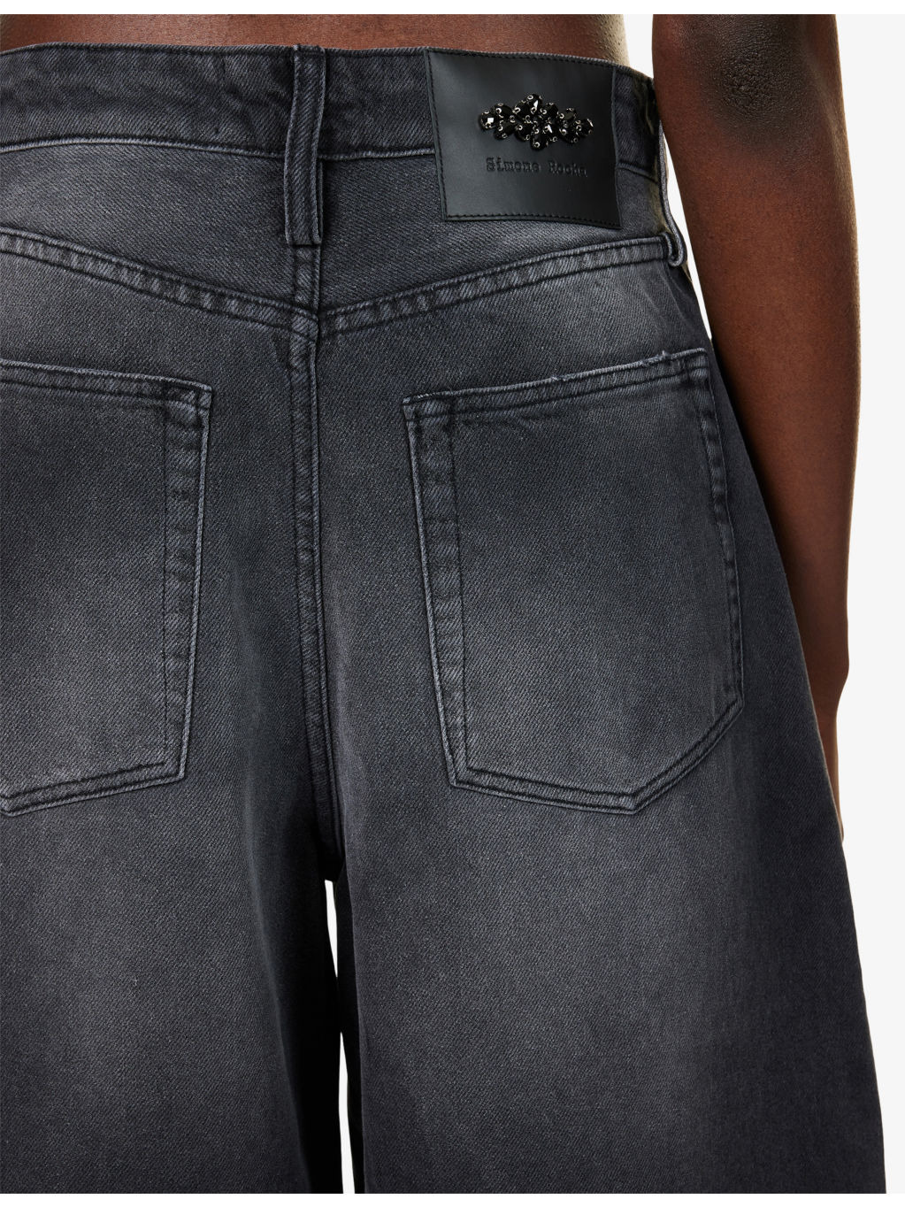 Embellished Distressed Wide-Leg Denim Jeans - 6