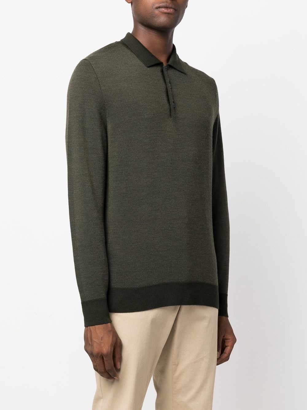 long-sleeve wool polo shirt - 3