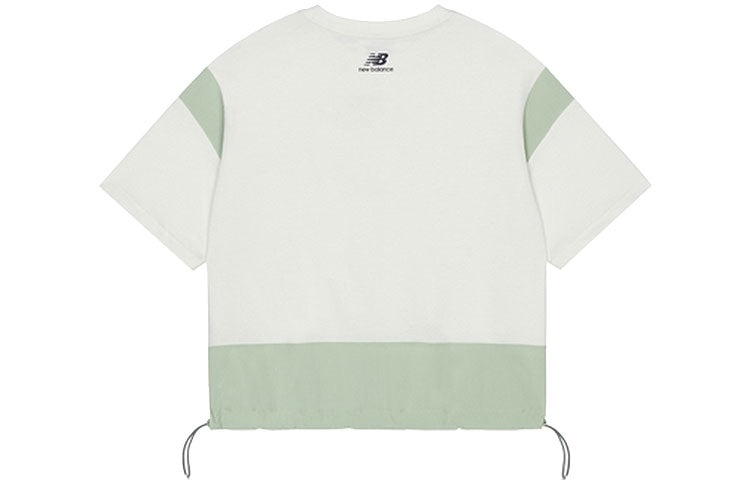 New Balance Colorblock Loose Round Neck Pullover Short Sleeve White AWT13300-IV - 2