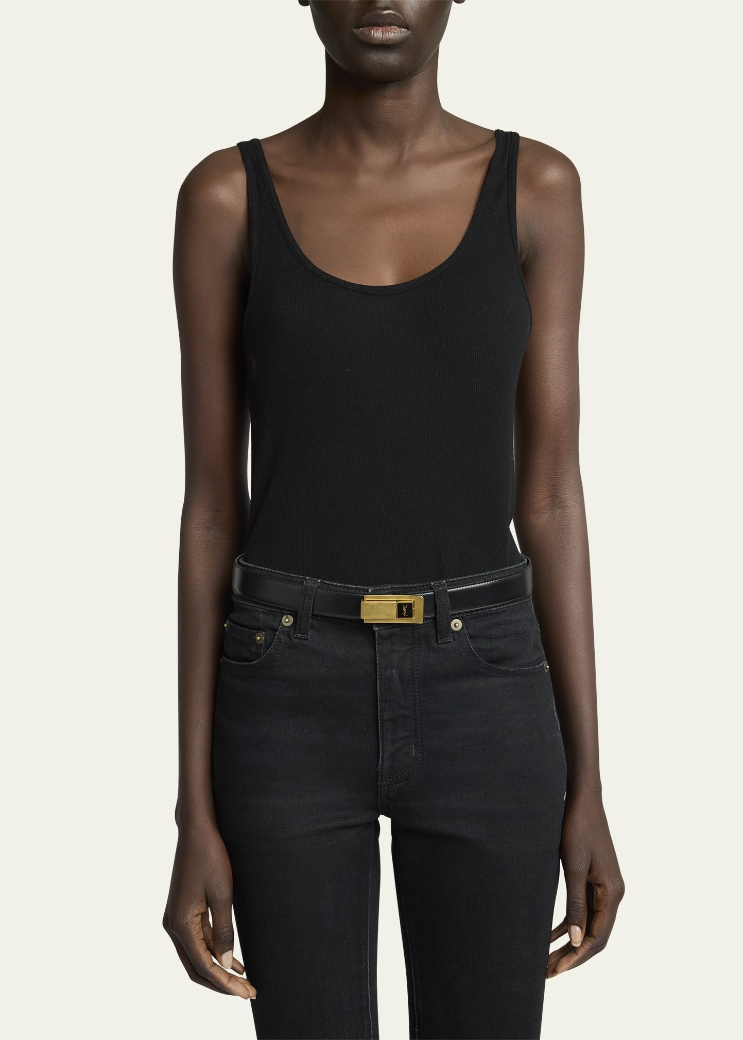 YSL Skinny Leather Belt - 2