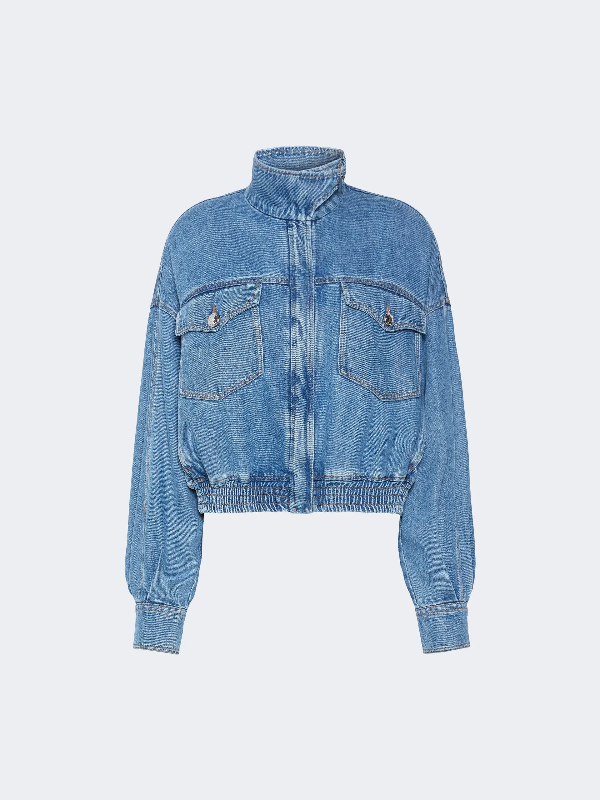 BUSSOLA Oversized indigo denim bomber jacket - MIDNIGHTBLUE - 1