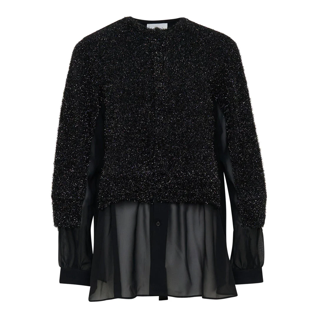 Lame Fur x Polyester Georgette Top - 1
