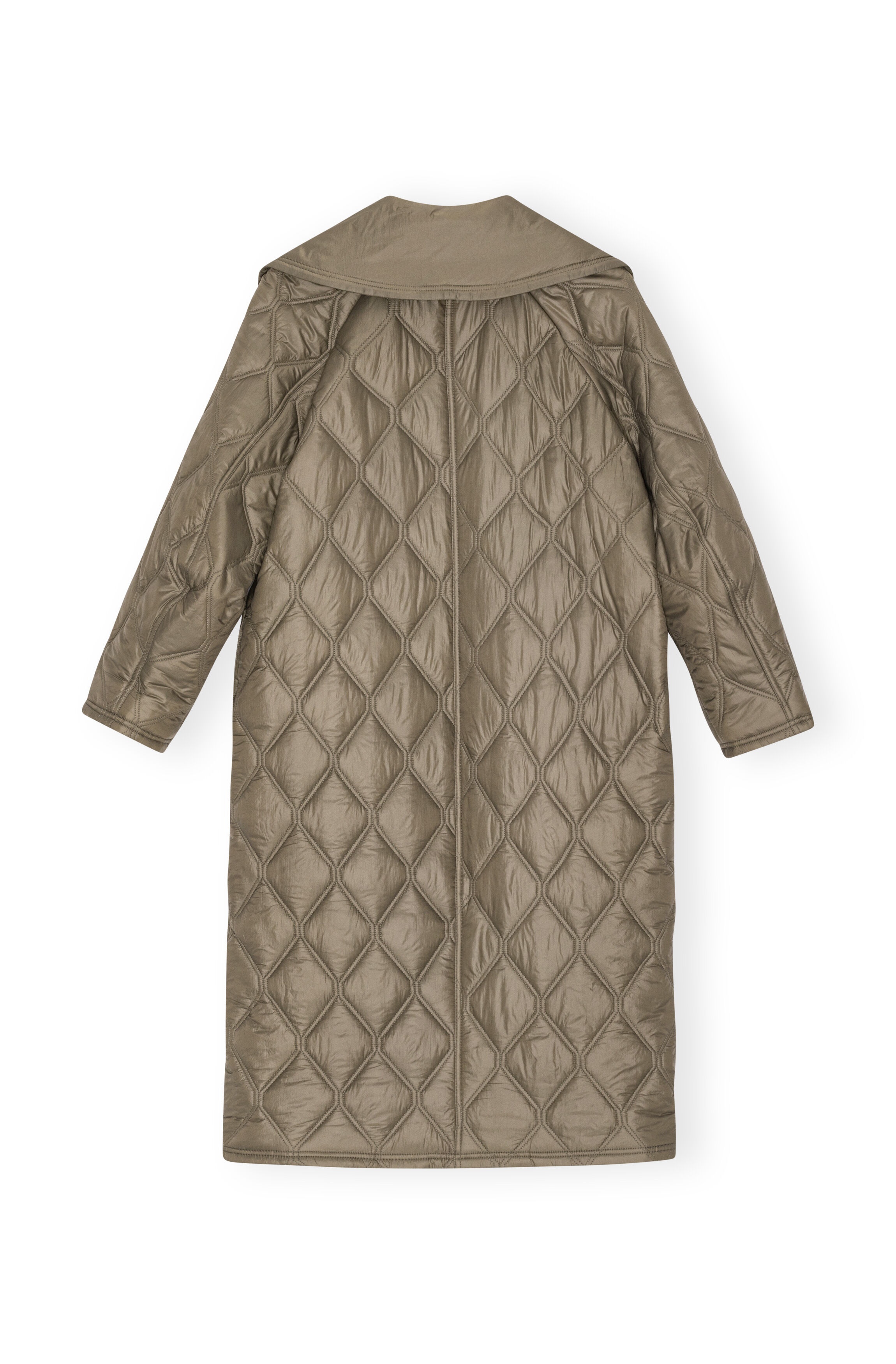 BROWN SHINY QUILT COAT - 6
